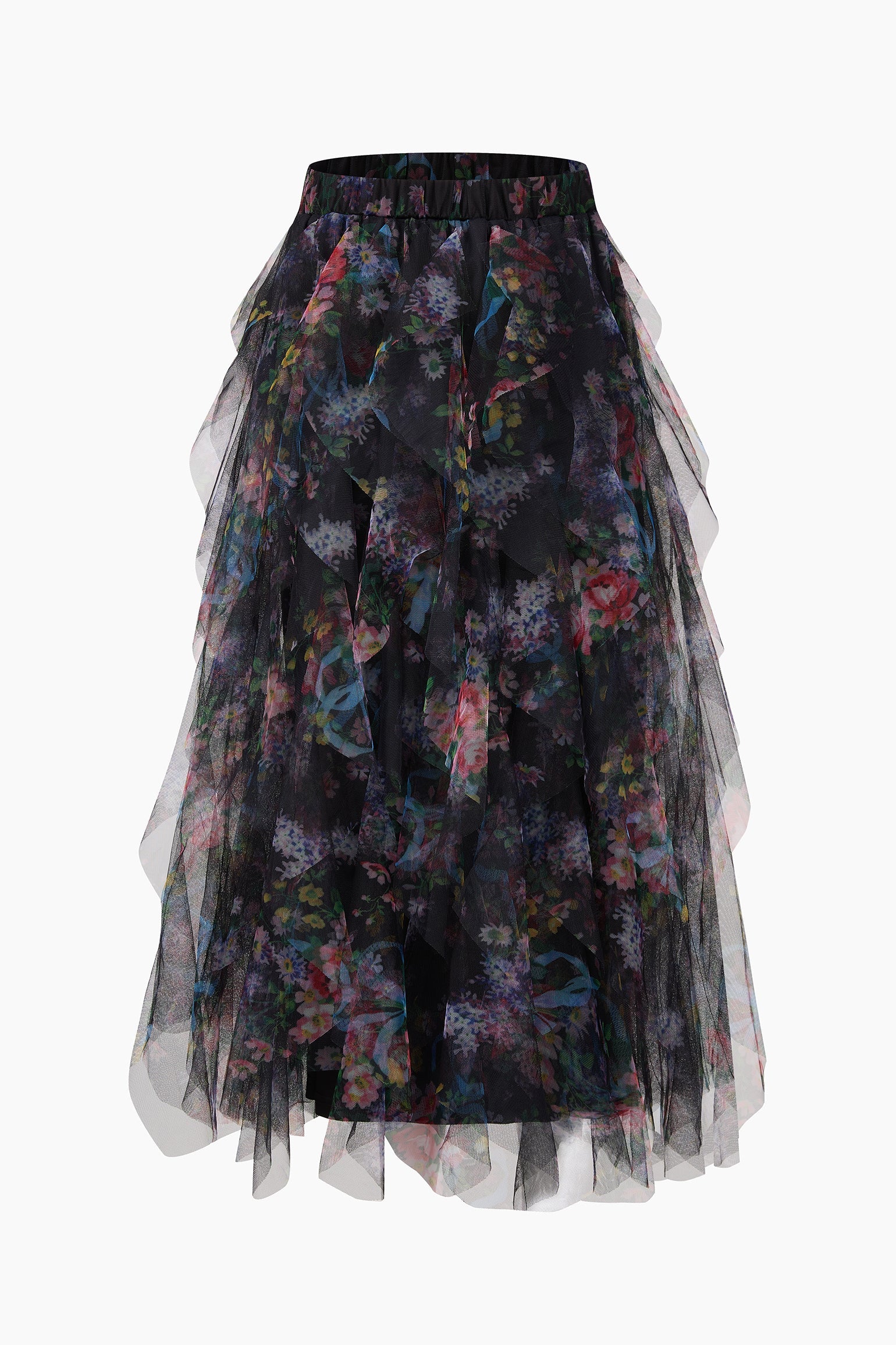 Layla-Black-Floral-Layered-Tulle-Maxi-Skirt-Front
