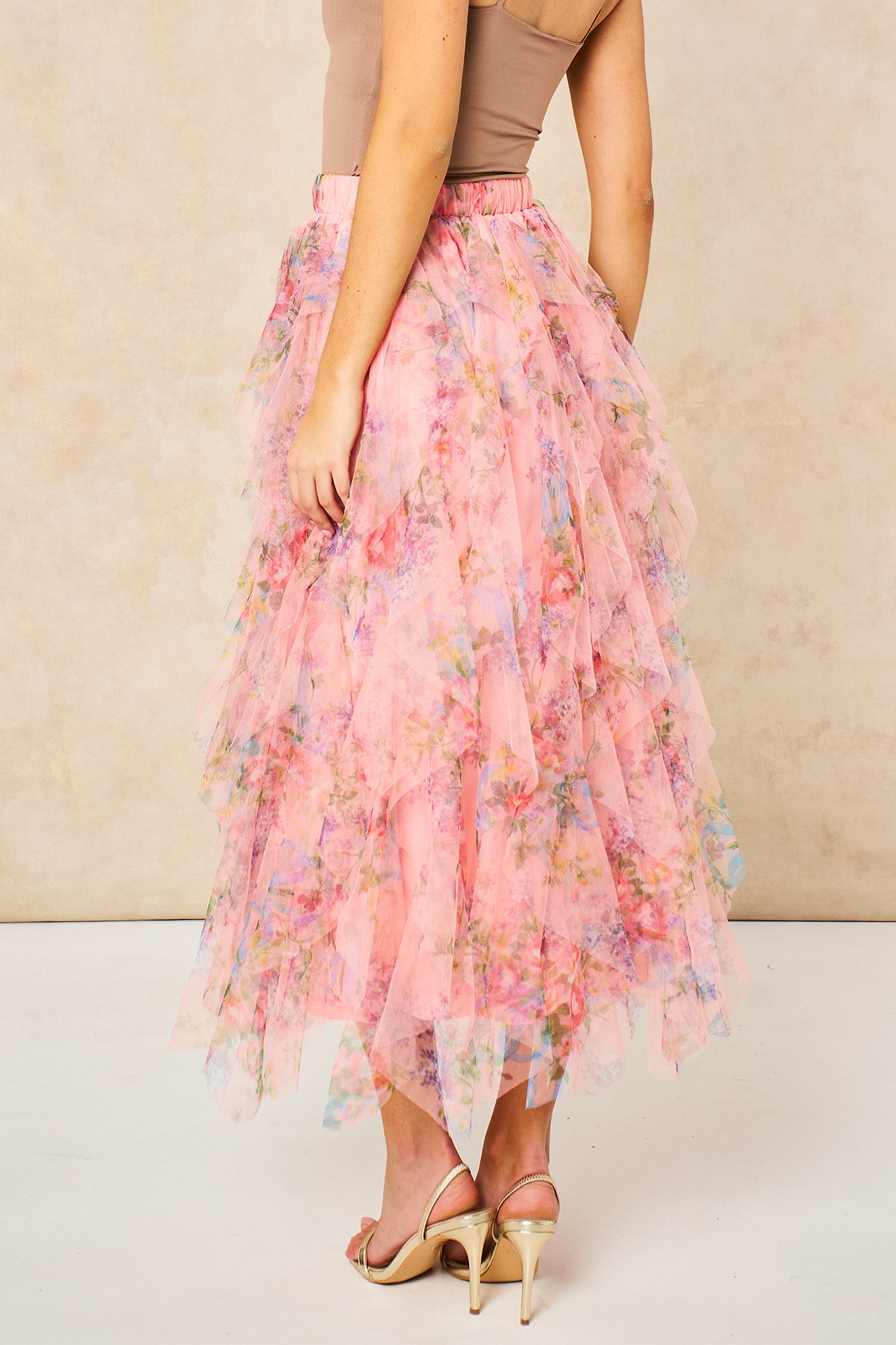 Layla-Peach-Pink-Floral-Layered-Tulle-Maxi-Skirt-Back