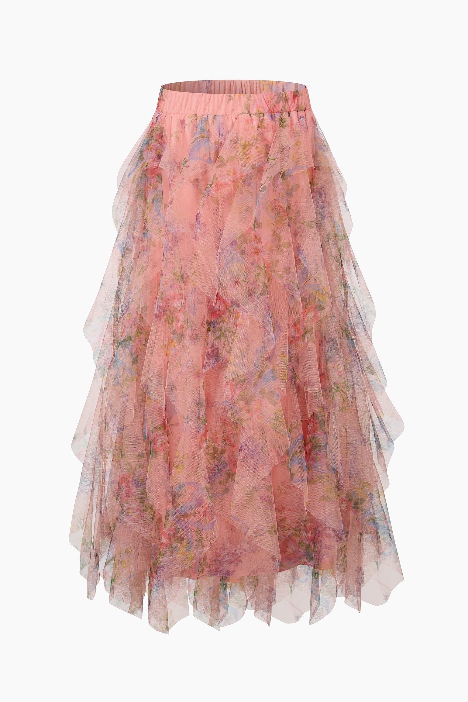 Layla-Peach-Pink-Floral-Layered-Tulle-Maxi-Skirt-Front