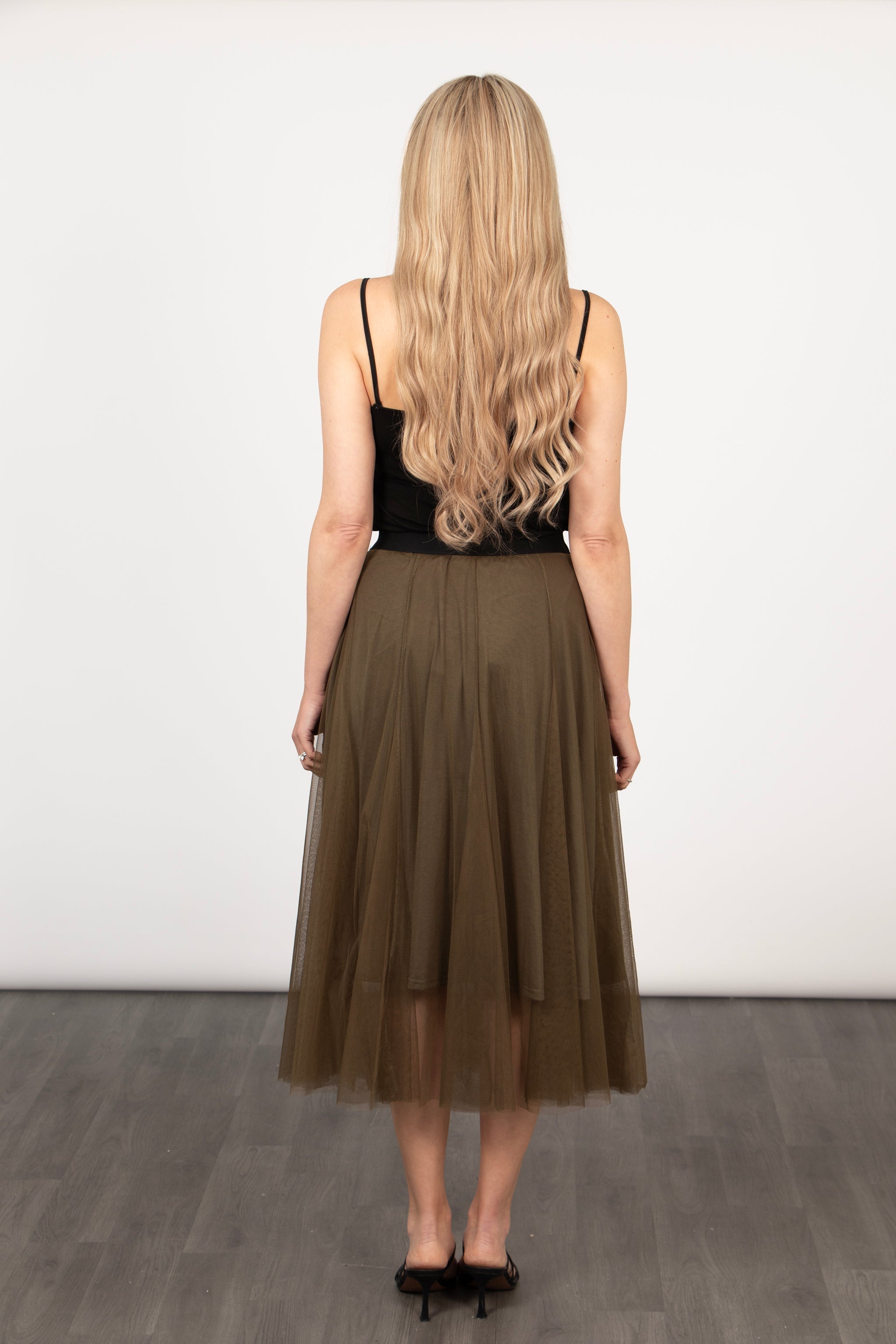 Eden Tulle Swing Skirt - Khaki