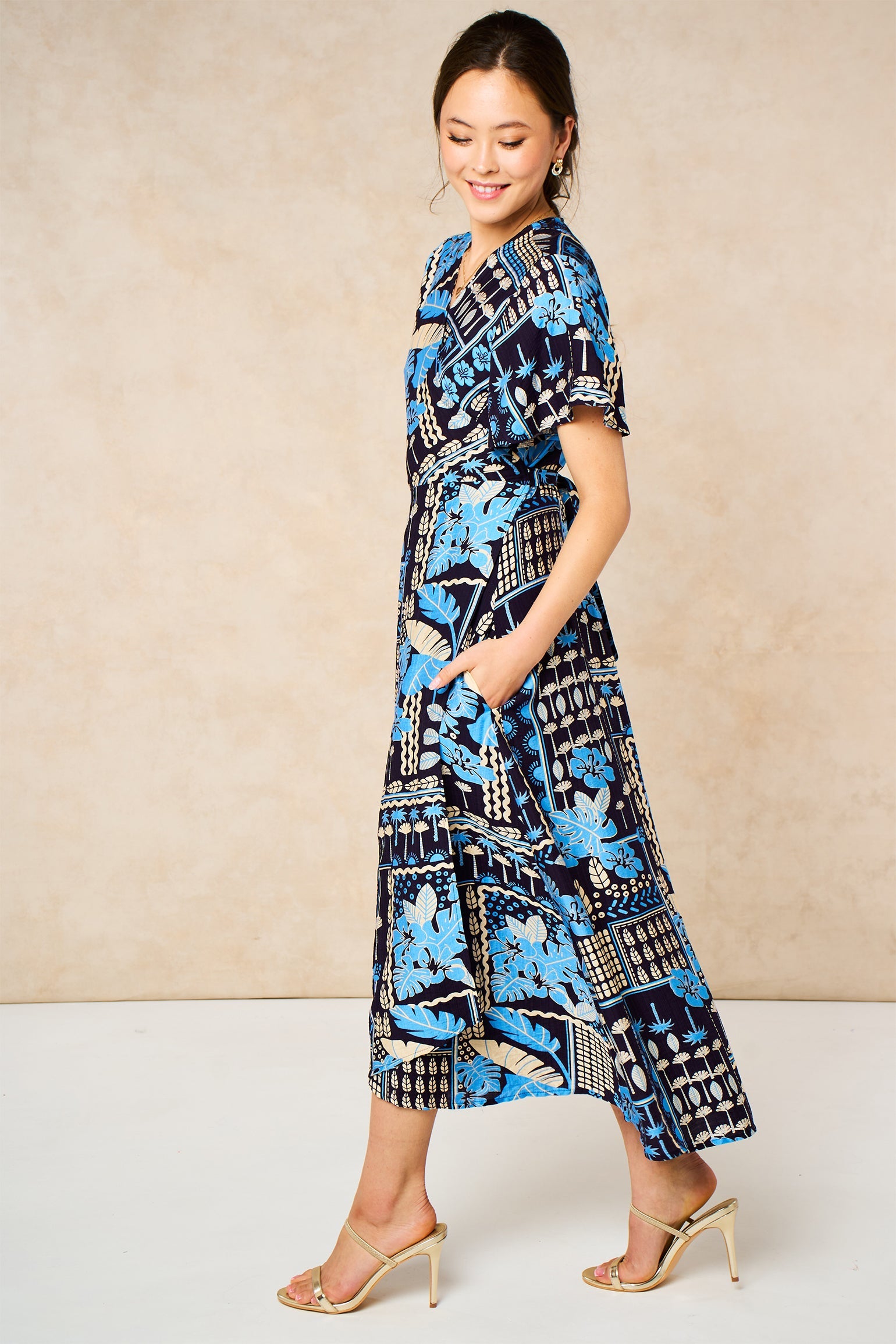 Tile-Print-Midaxi-Wrap-Dress-in-Navy-Blue-side