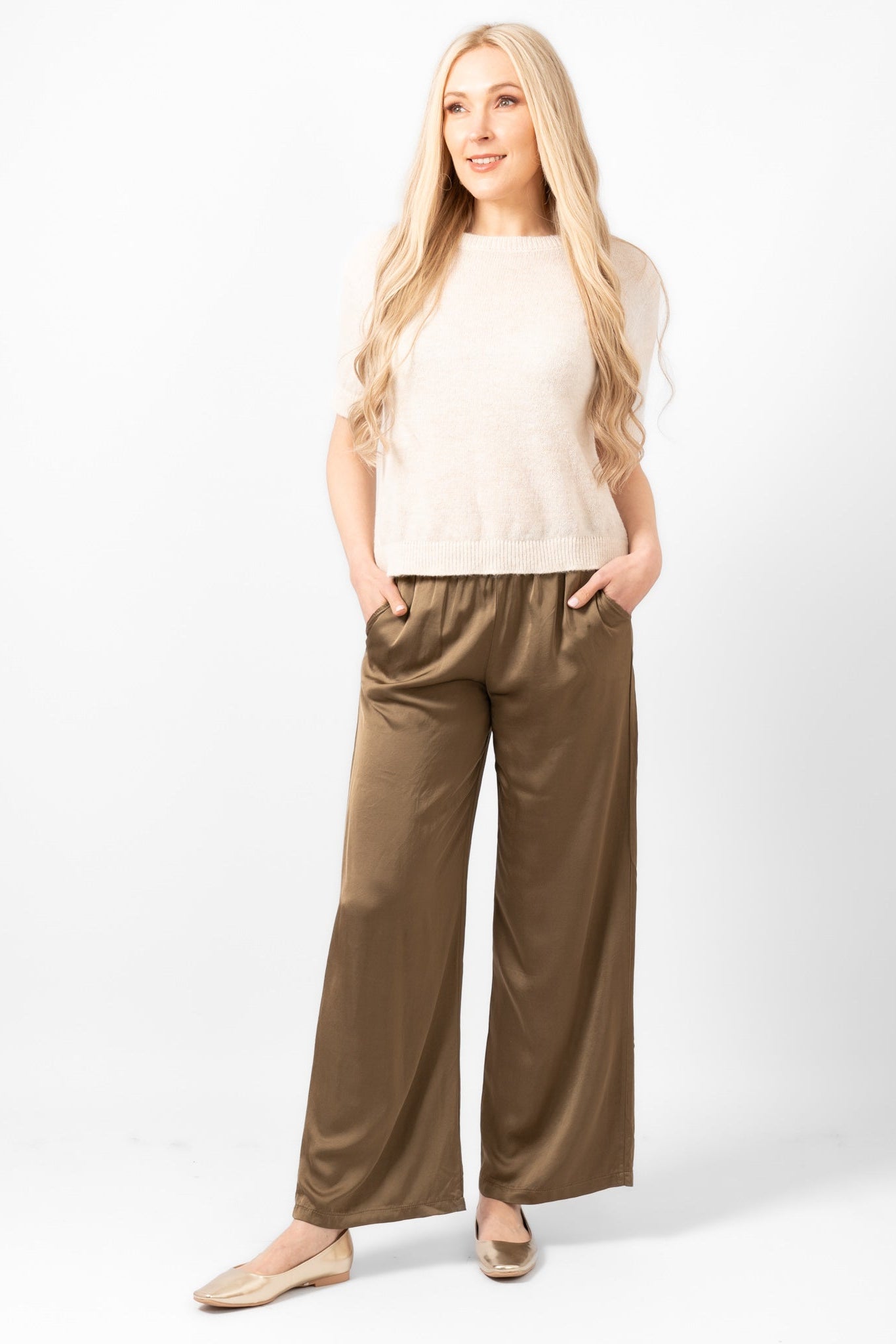 Gianna Wide Leg Trousers - Khaki