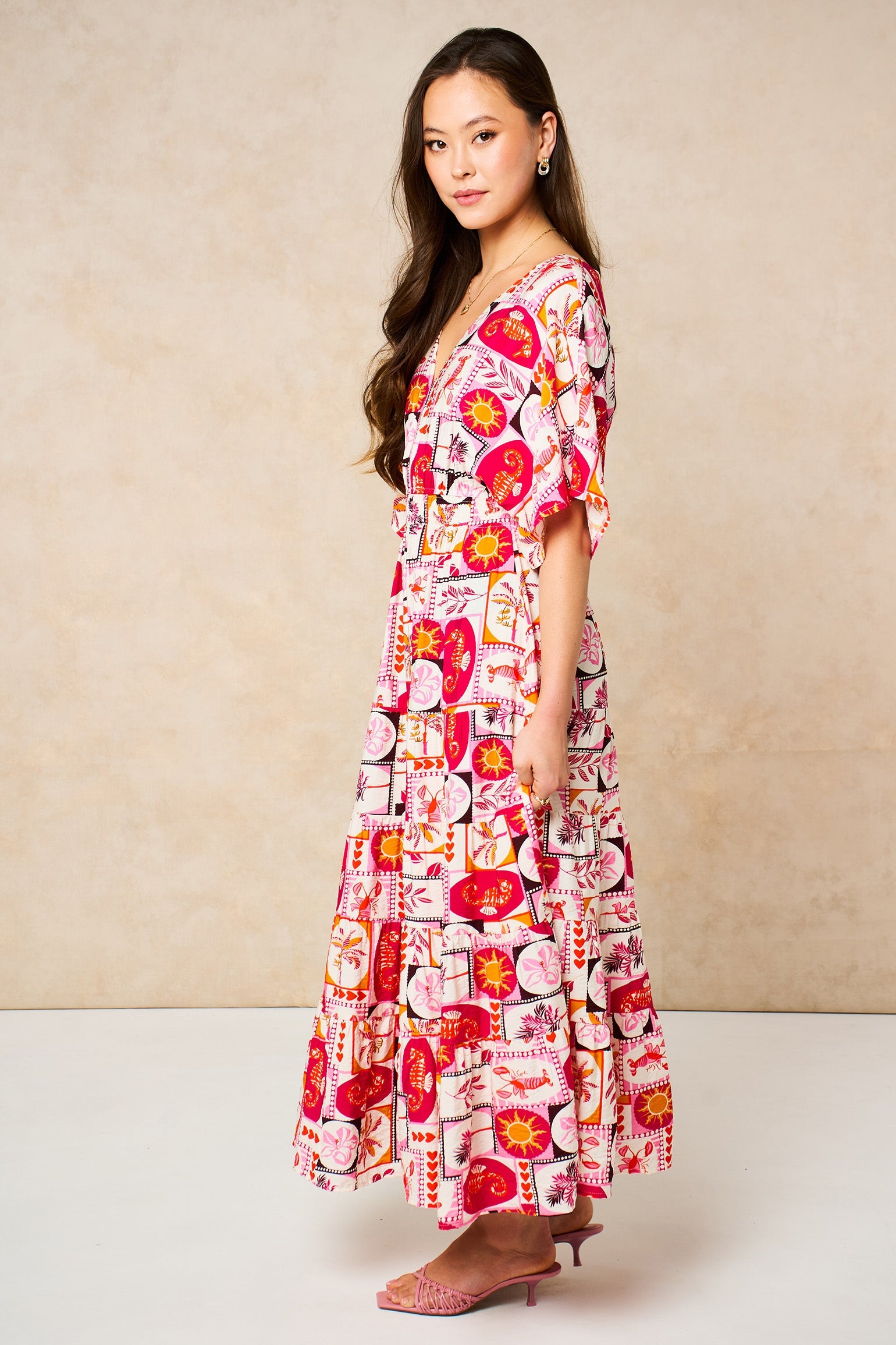 Postcard-Print-Maxi-Kaftan-Dress-in-Pink-side