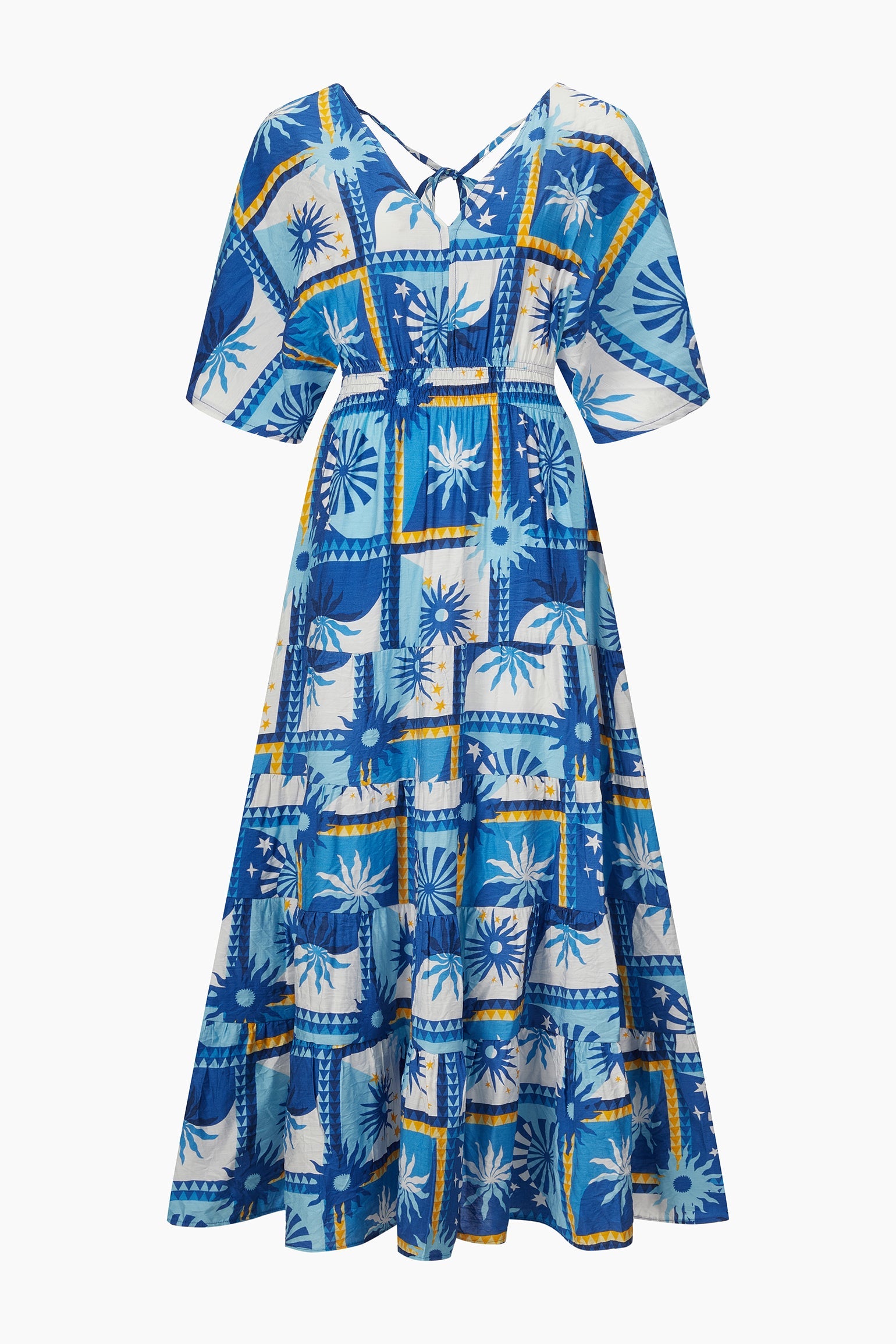 Sun-Checkerboard-Maxi-Kaftan-Dress-in-Blue-product-shot