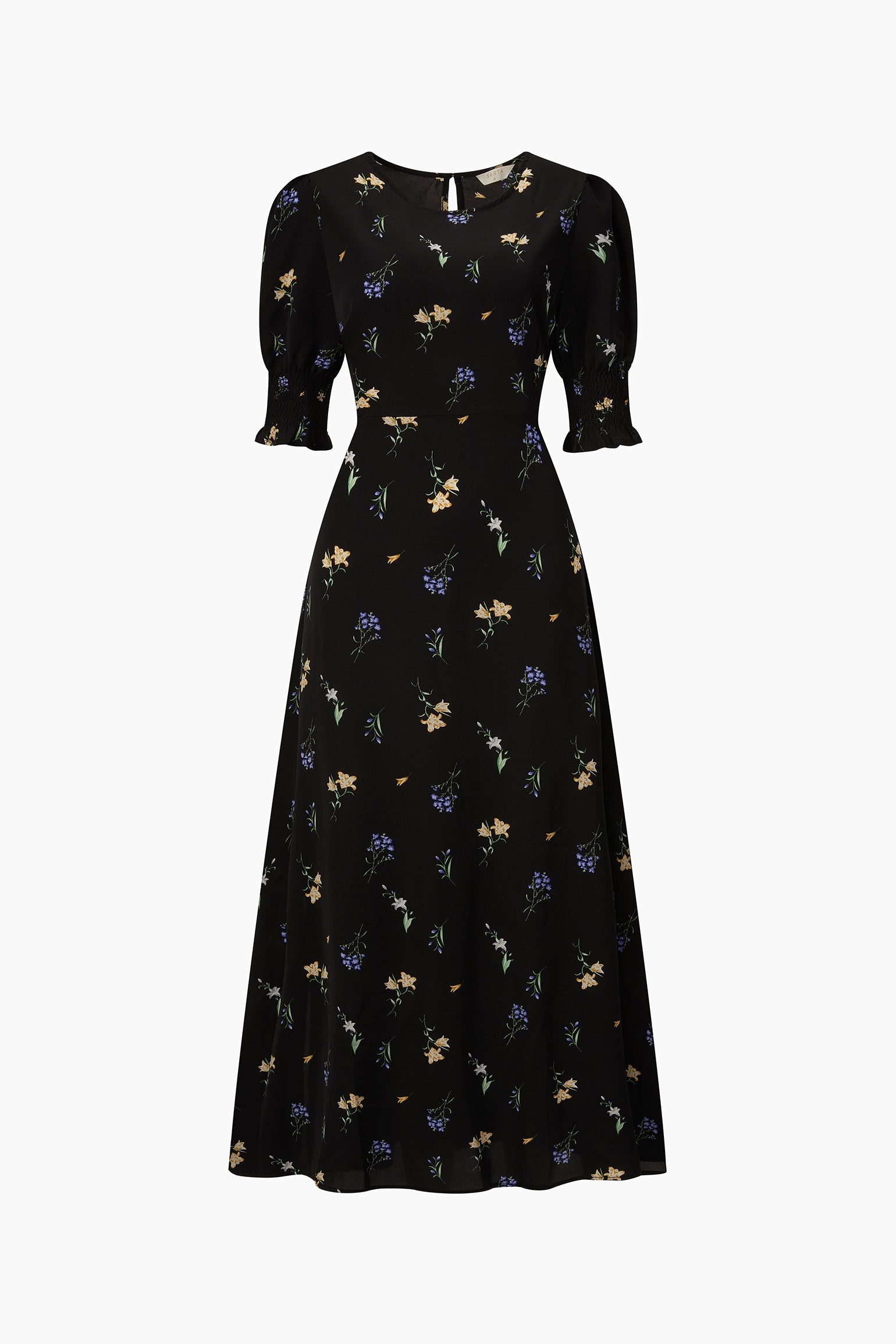 Floral-Posy-Midi-Tea-Dress-in-Black-product-image
