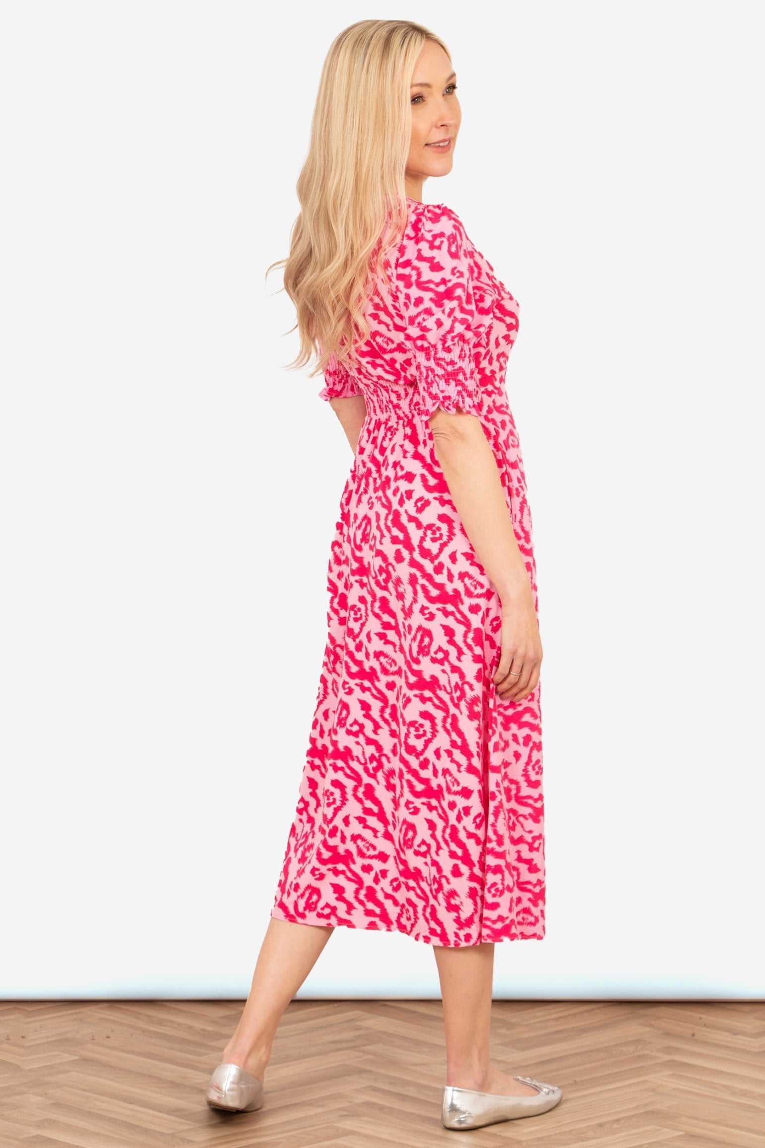 Hazel Tea Dress - Pink, Two Tone Animal