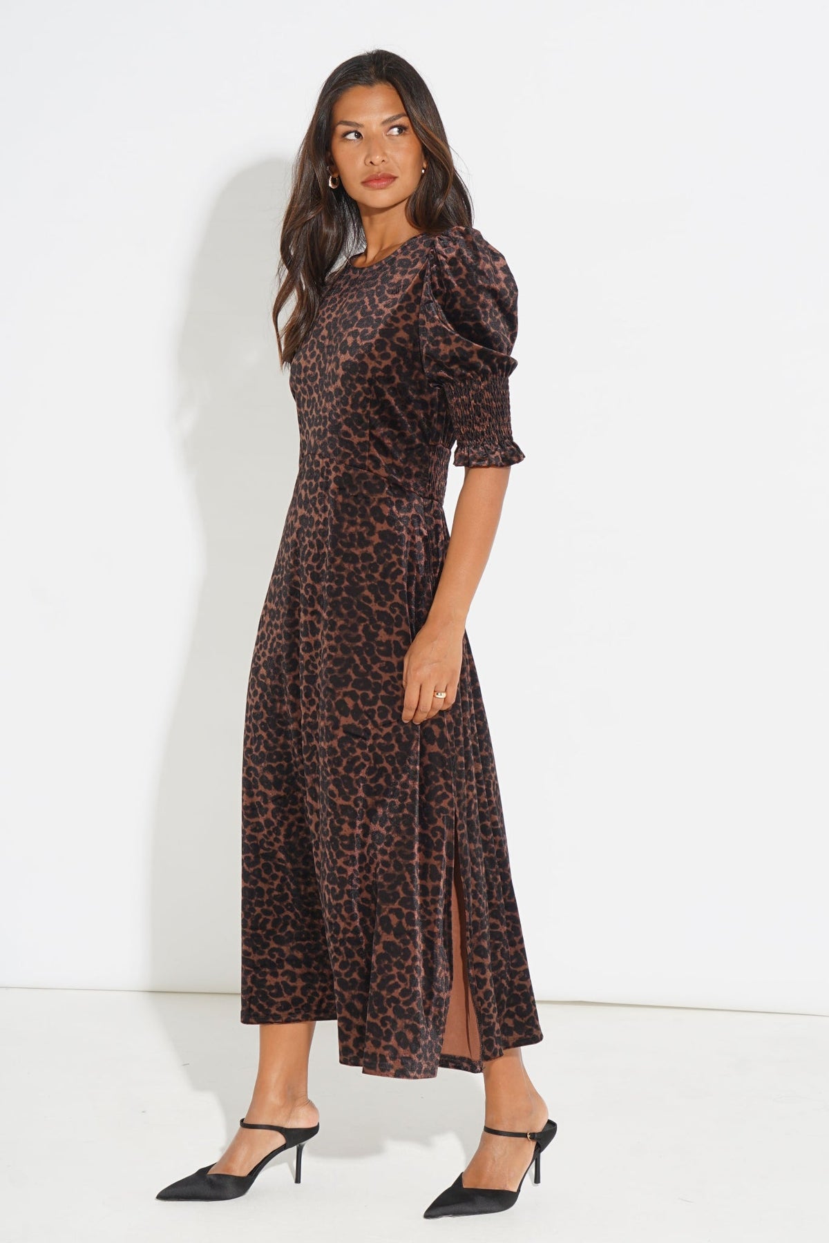 Velvet-Polka-Dot-Tea-Dress-in-Brown