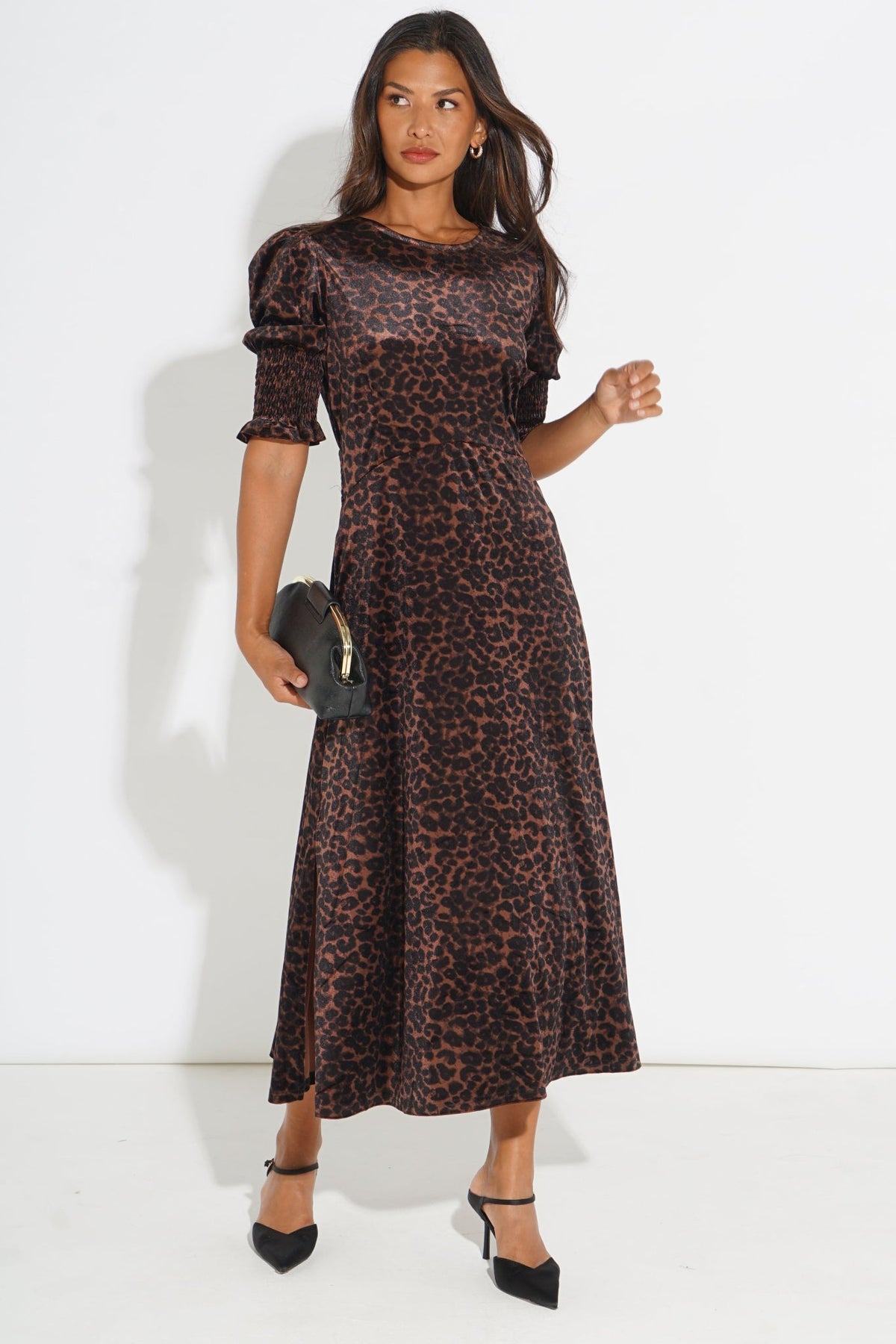 Velvet-Polka-Dot-Tea-Dress-in-Brown
