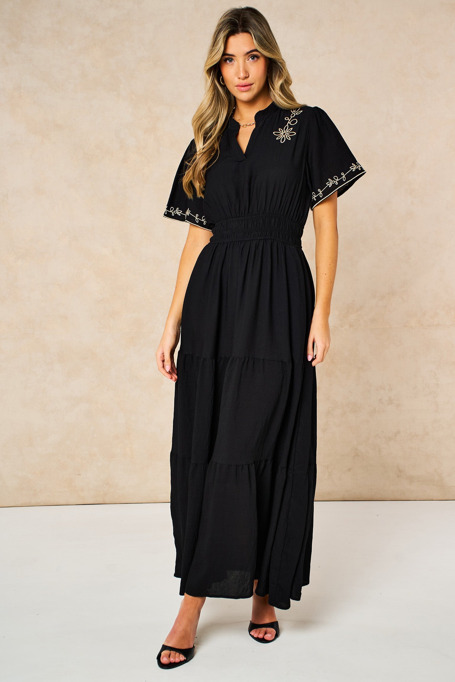 Embroidered-Tiered-Maxi-Dress-in-Black-front