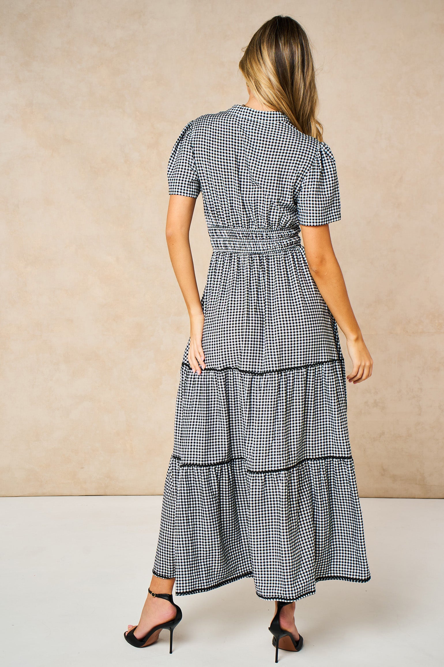 Gingham-Tiered-Maxi-Dress-in-Black-Back