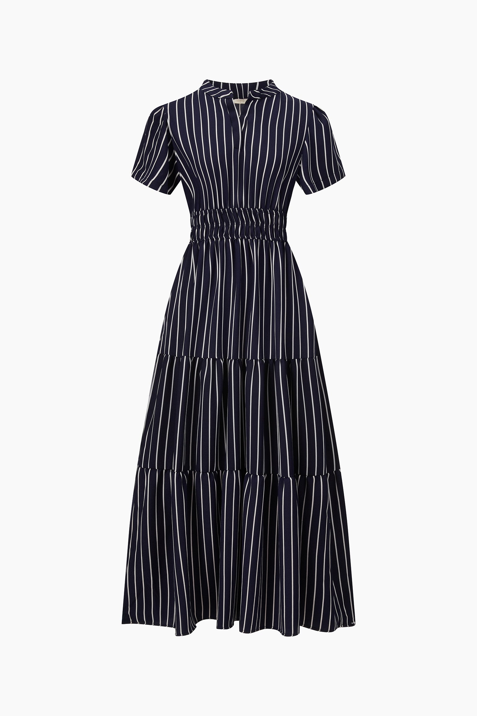 Striped Tiered Maxi Dress Summer - Navy Blue - Sarta UK