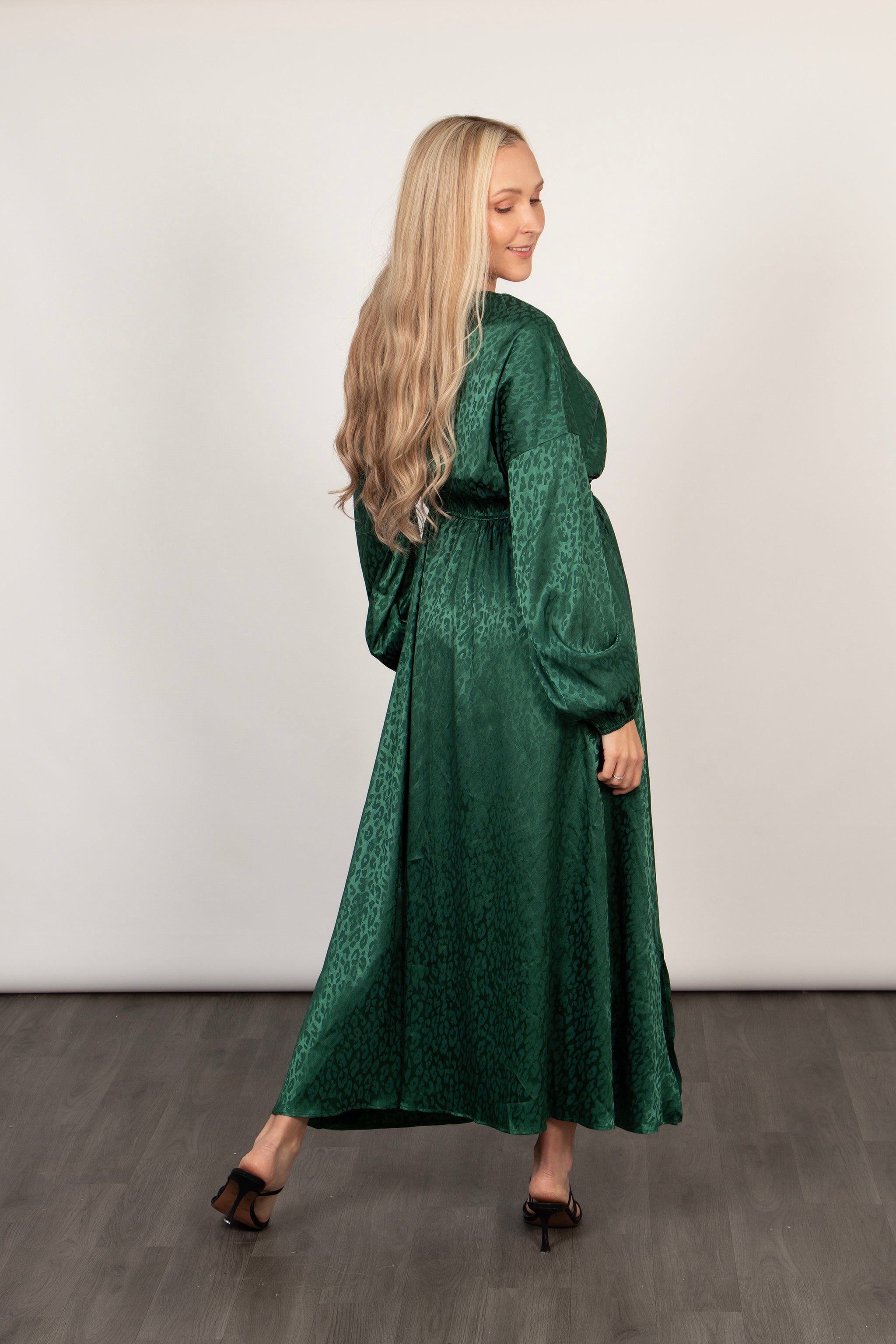 green leopard silk dress LTS Tall Khaki Green Leopard Print Satin Midi Dress