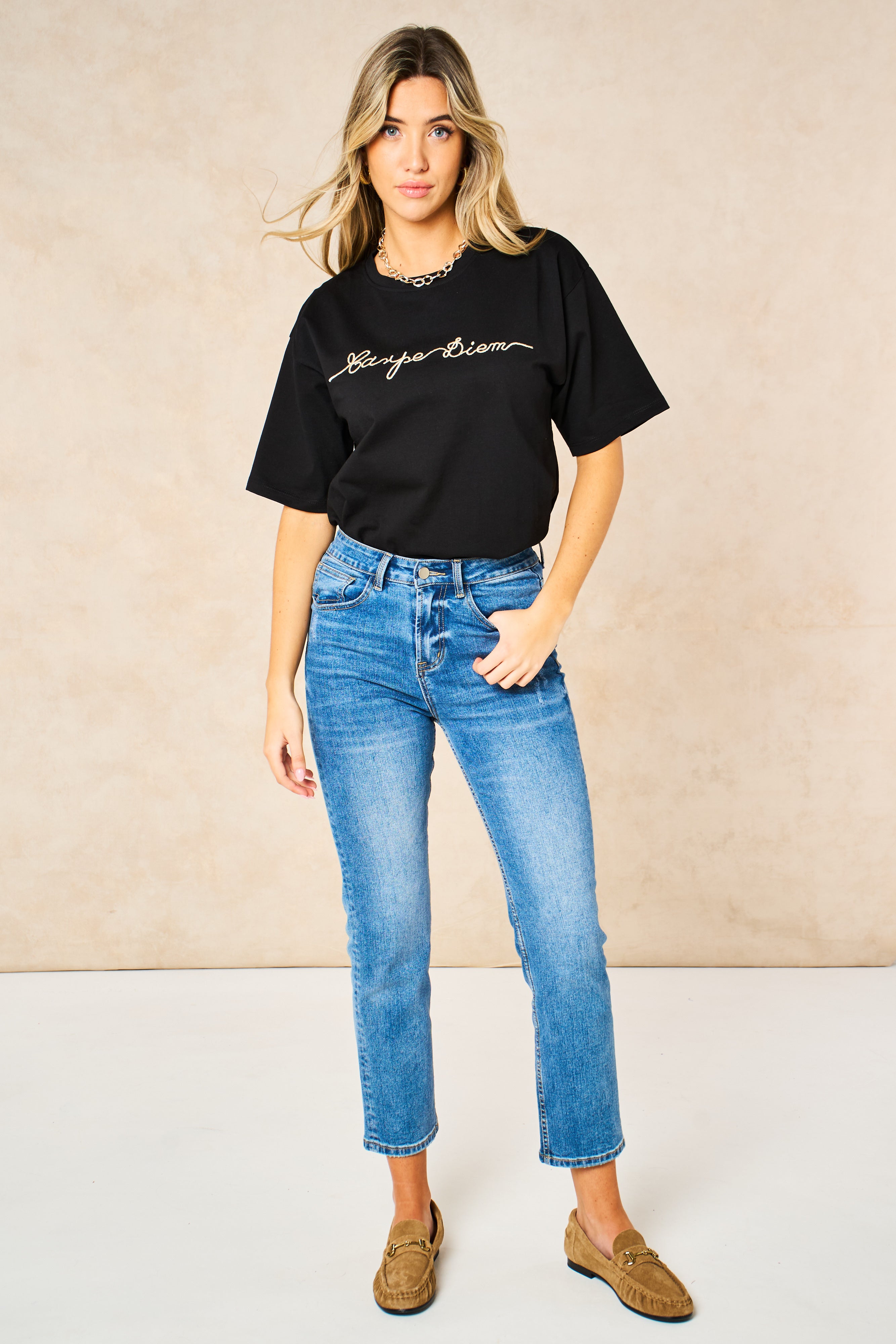 cotton-black-t-shirt-with-gold-carpe-diem-word-print-graphic
