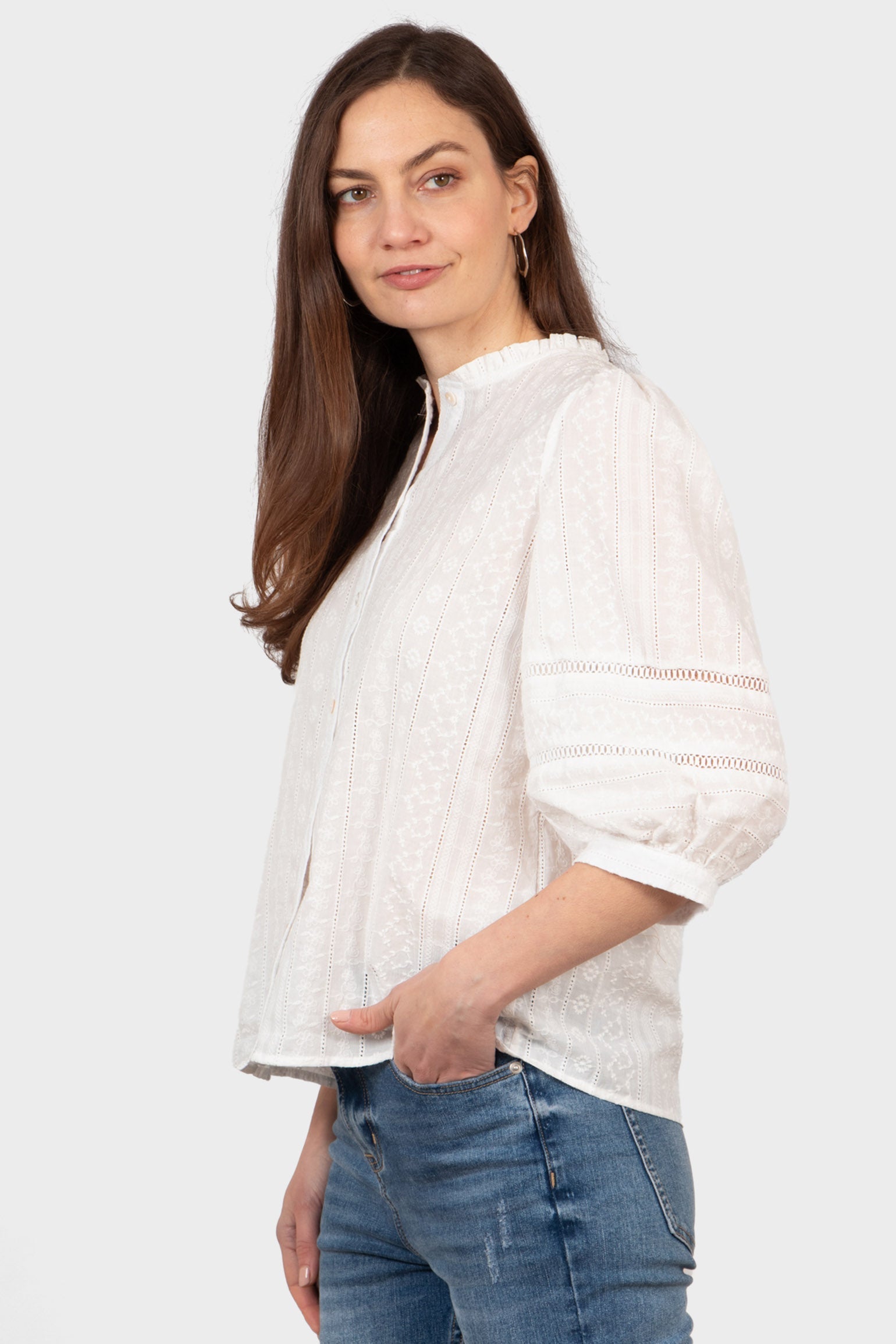 cora-cotton-3-4-sleeve-shirt-white-floral-embroidery-side-view-cropped-sleeves