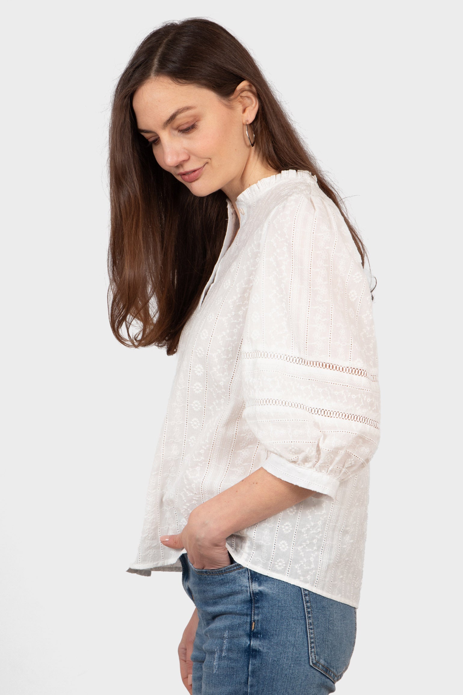 cora-cotton-3-4-sleeve-shirt-white-floral-embroidery-emrboidered-pattern-cropped-sleeves