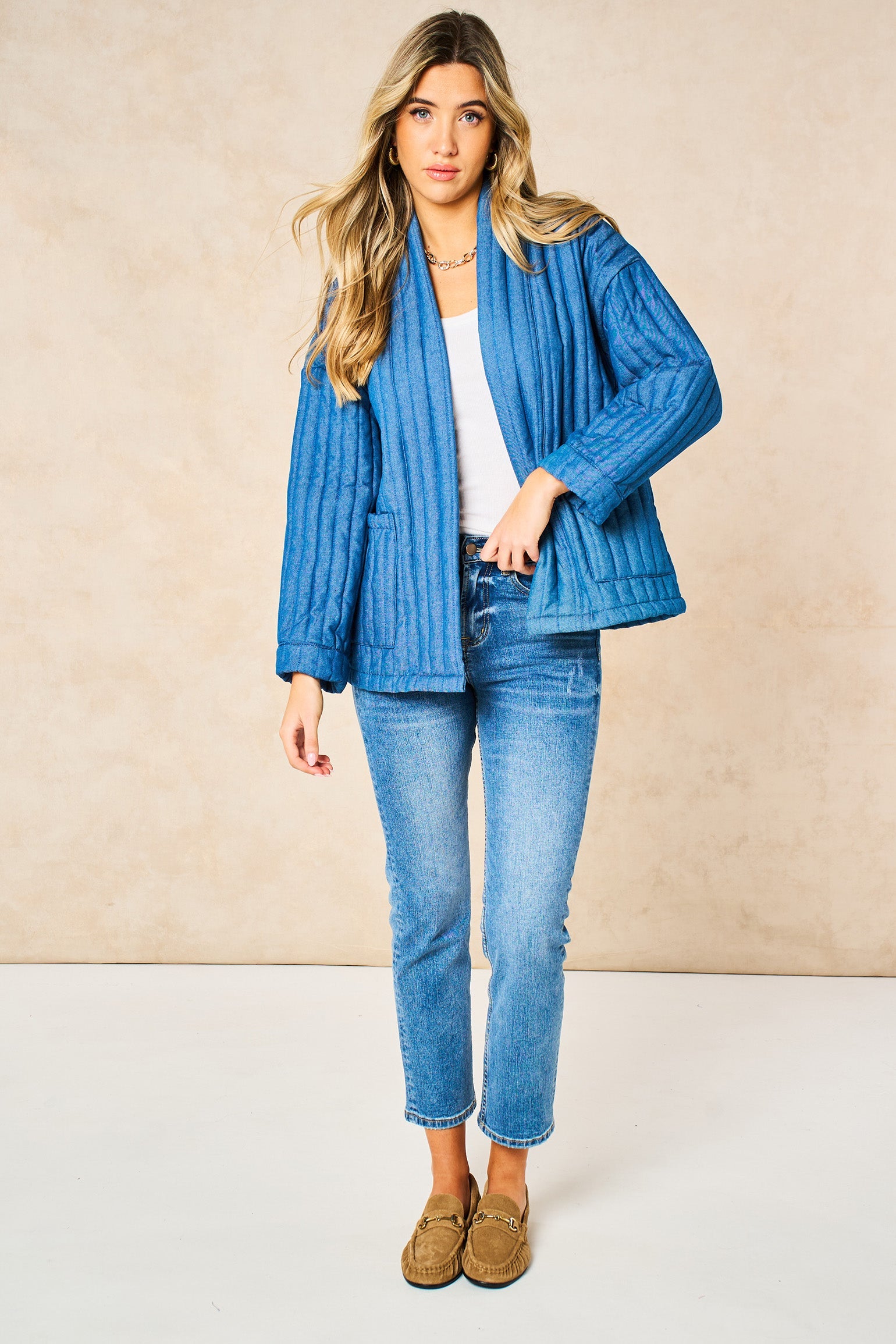 Chambray-Quilted-Kimono-Jacket-in-Blue-styled