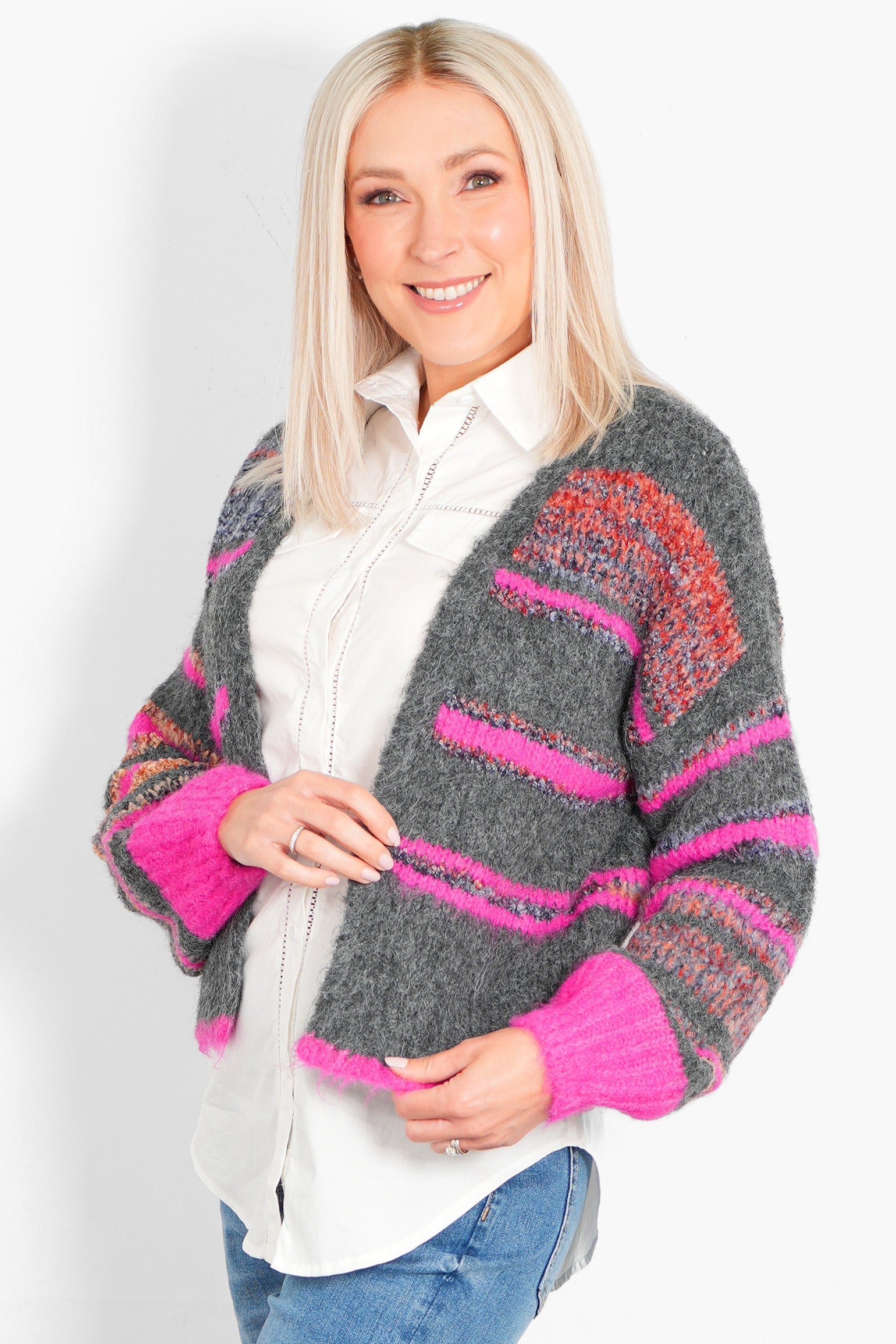 brodie-wool-blend-cardigan-dark-grey-pink-colourblock-stripe-knitted