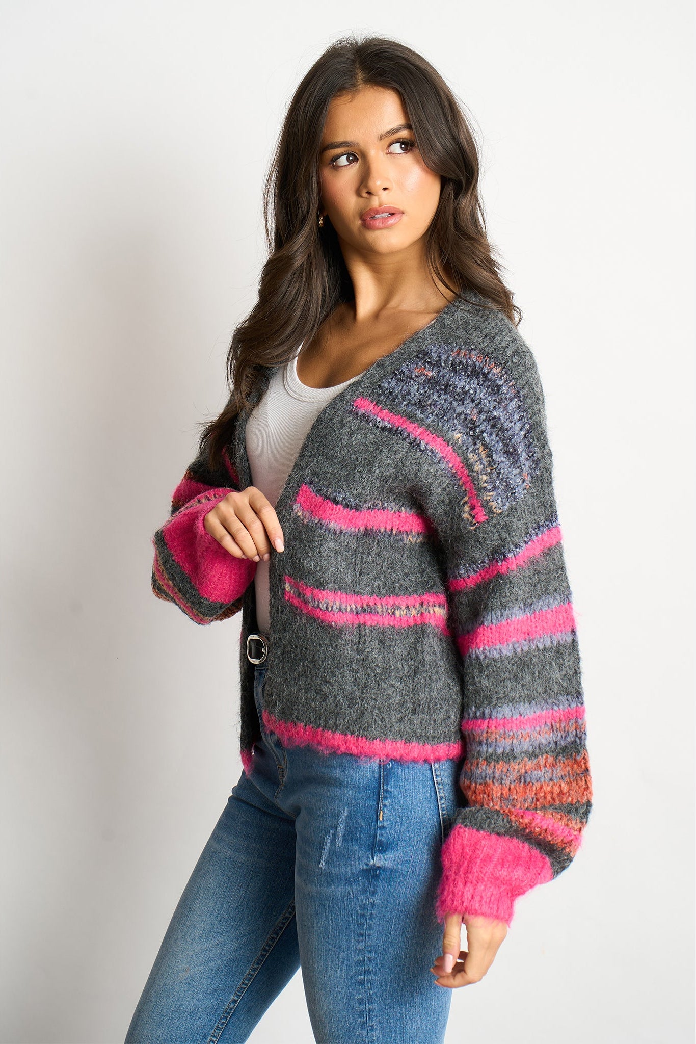 brodie-wool-blend-cardigan-dark-grey-pink-colourblock-stripe