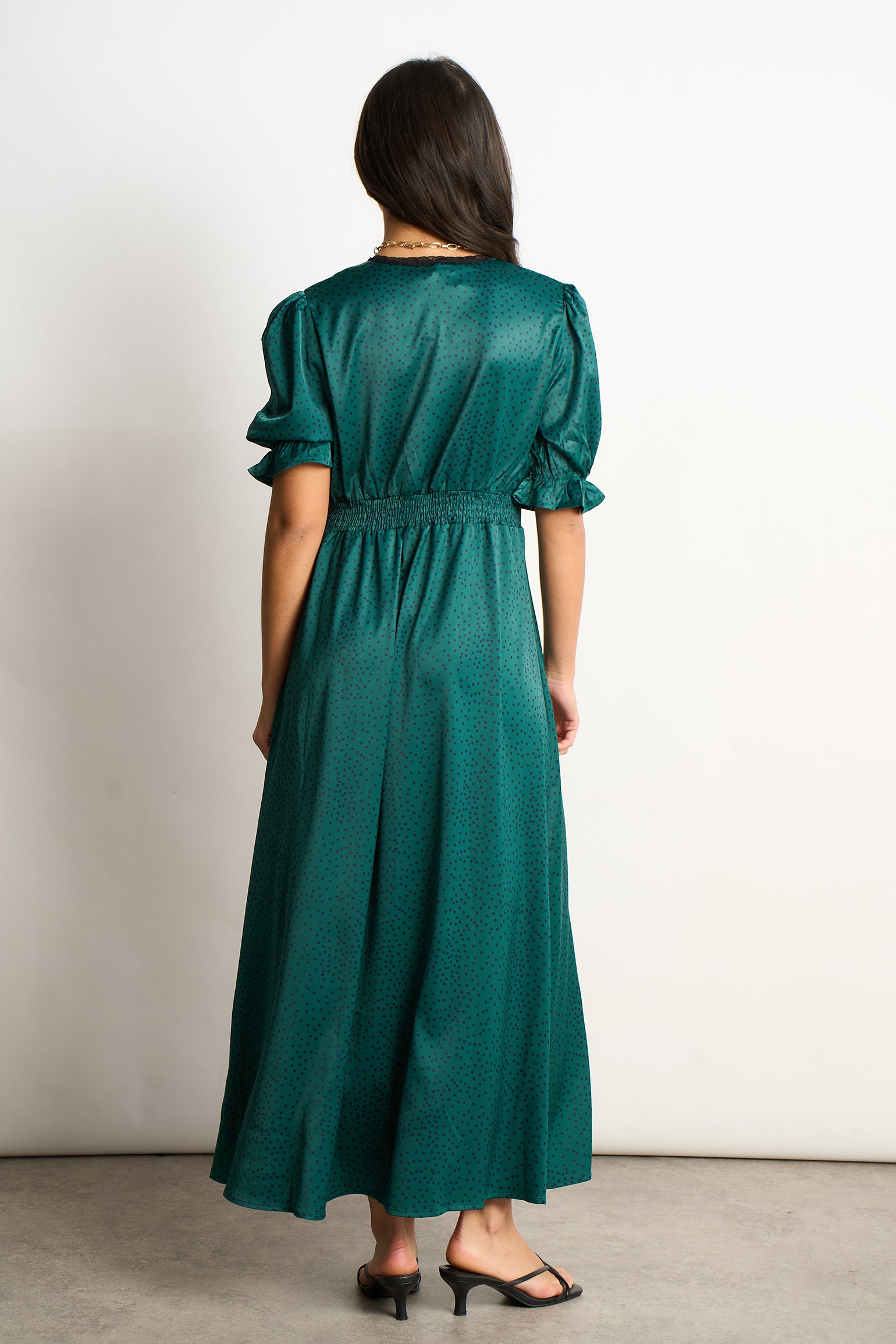 elise-v-neck-tea-dress-green-teal-polka-dot