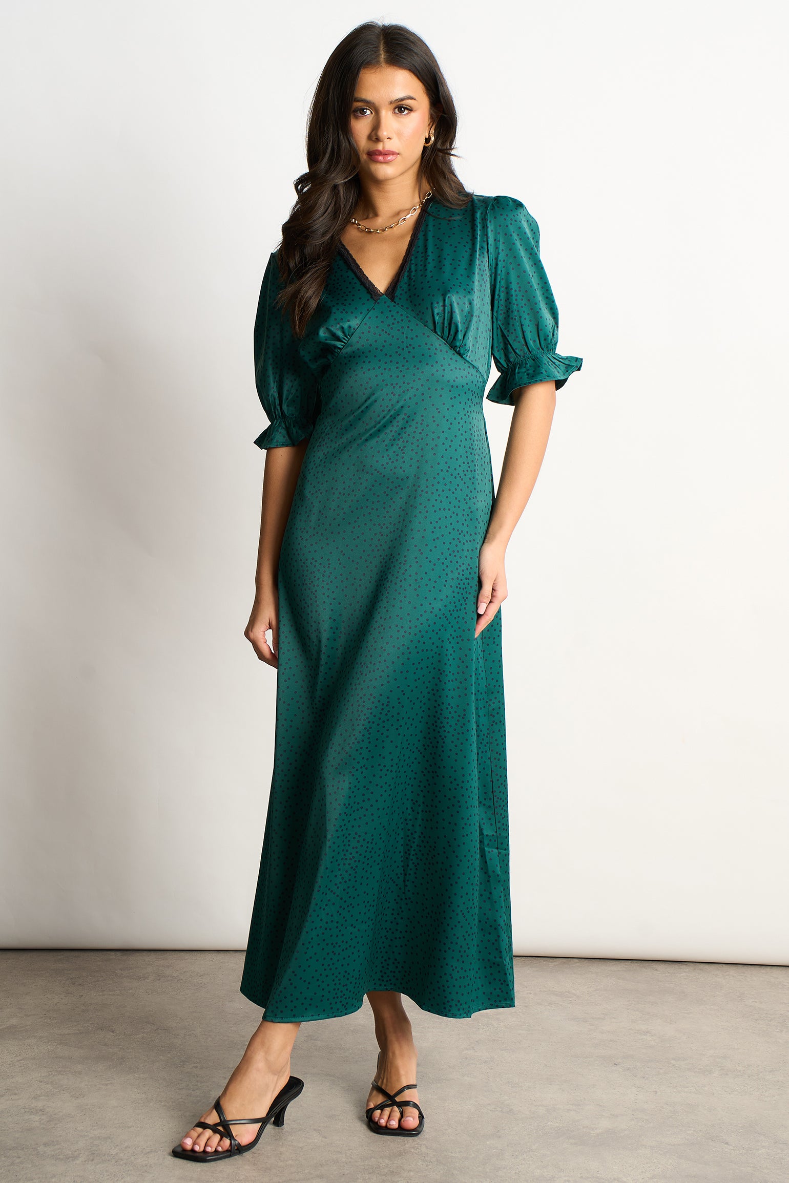 elise-v-neck-tea-dress-green-teal-polka-dot