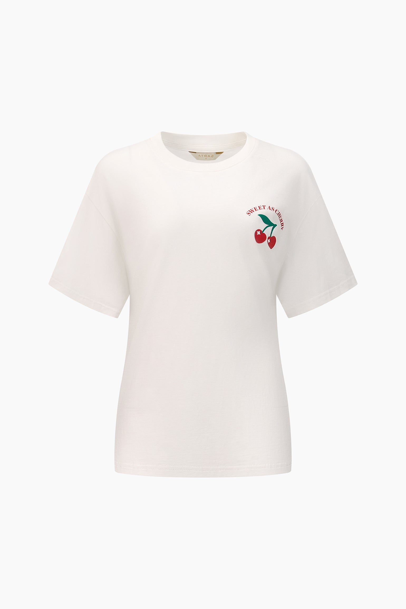 Sweet Cherries Short Sleeve Cotton T-Shirt in White