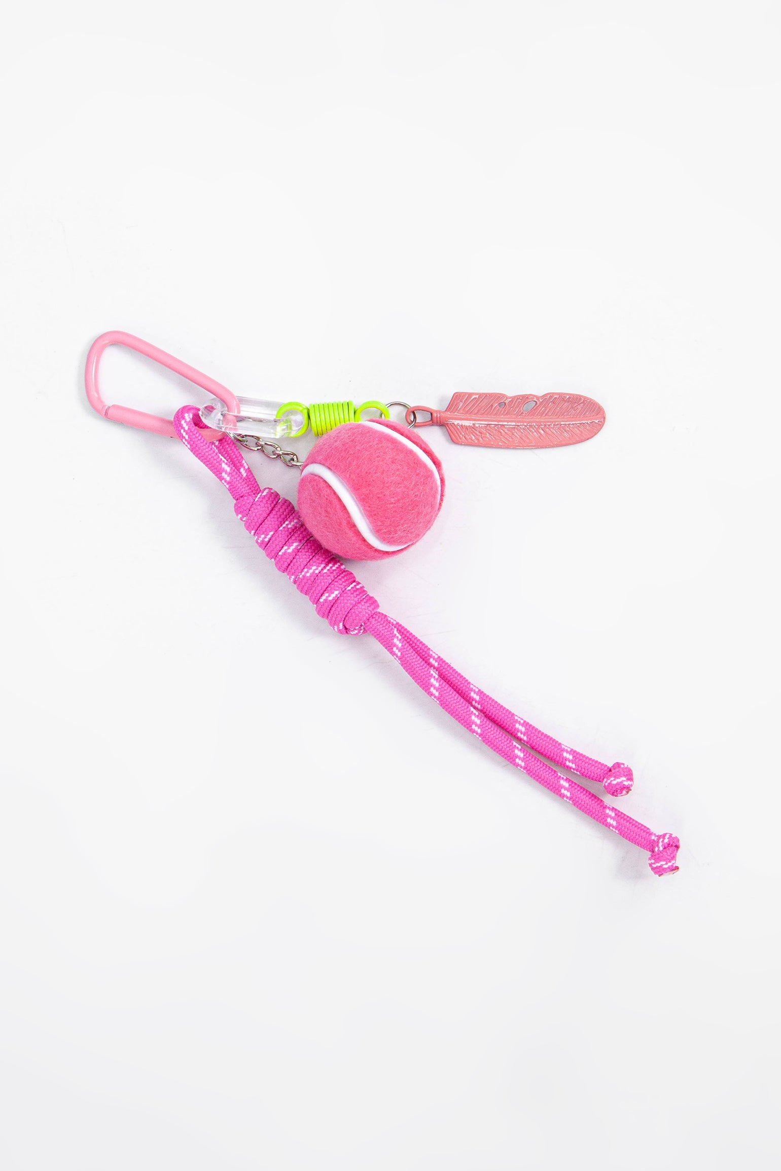 Tennis-Ball-Clip-On-Bag-Charm-in-Pink-Lying-Flat