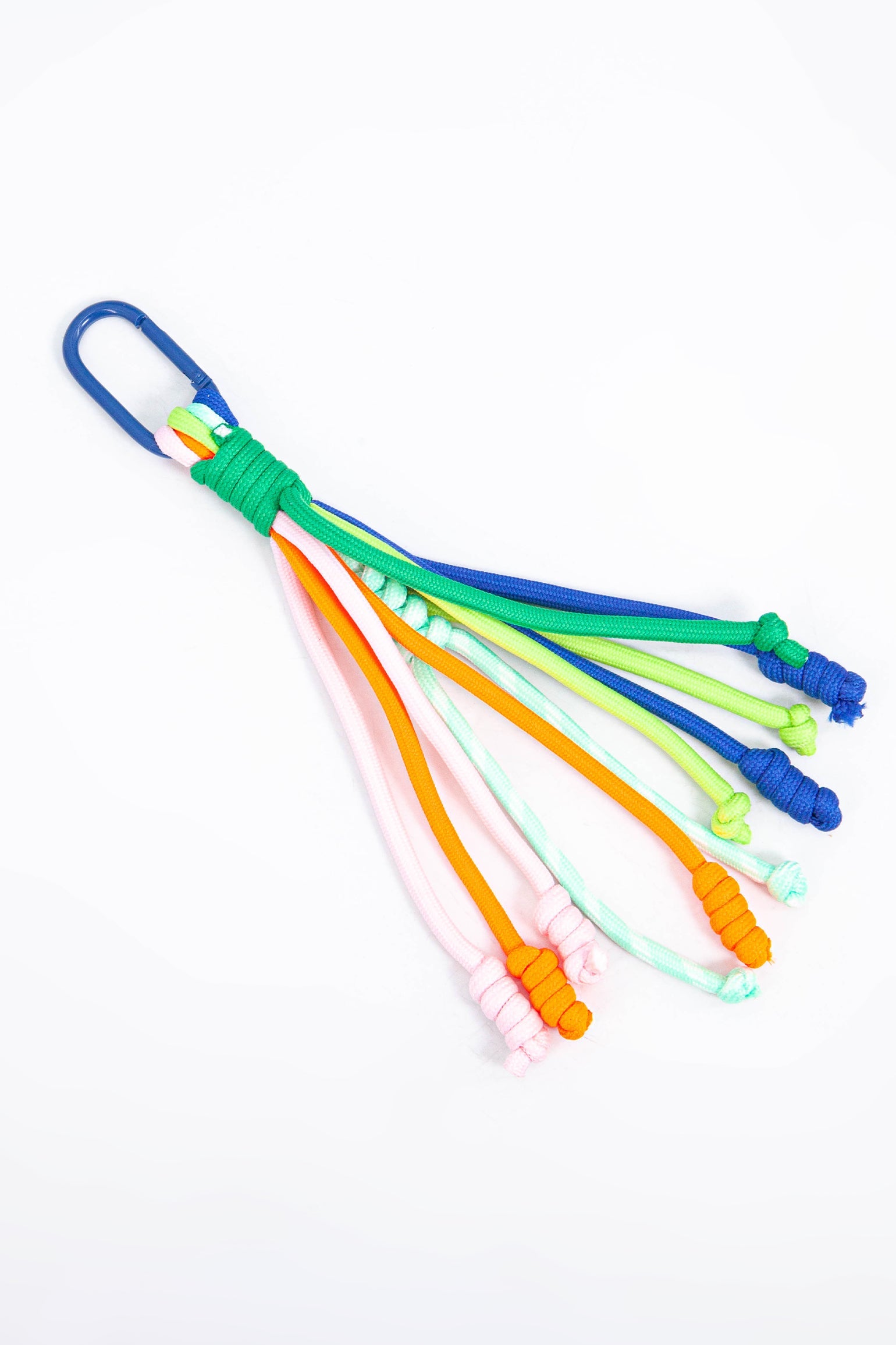 Laces-Clip-On-Bag-Charm-in-Blue/Green-Lying-Flat