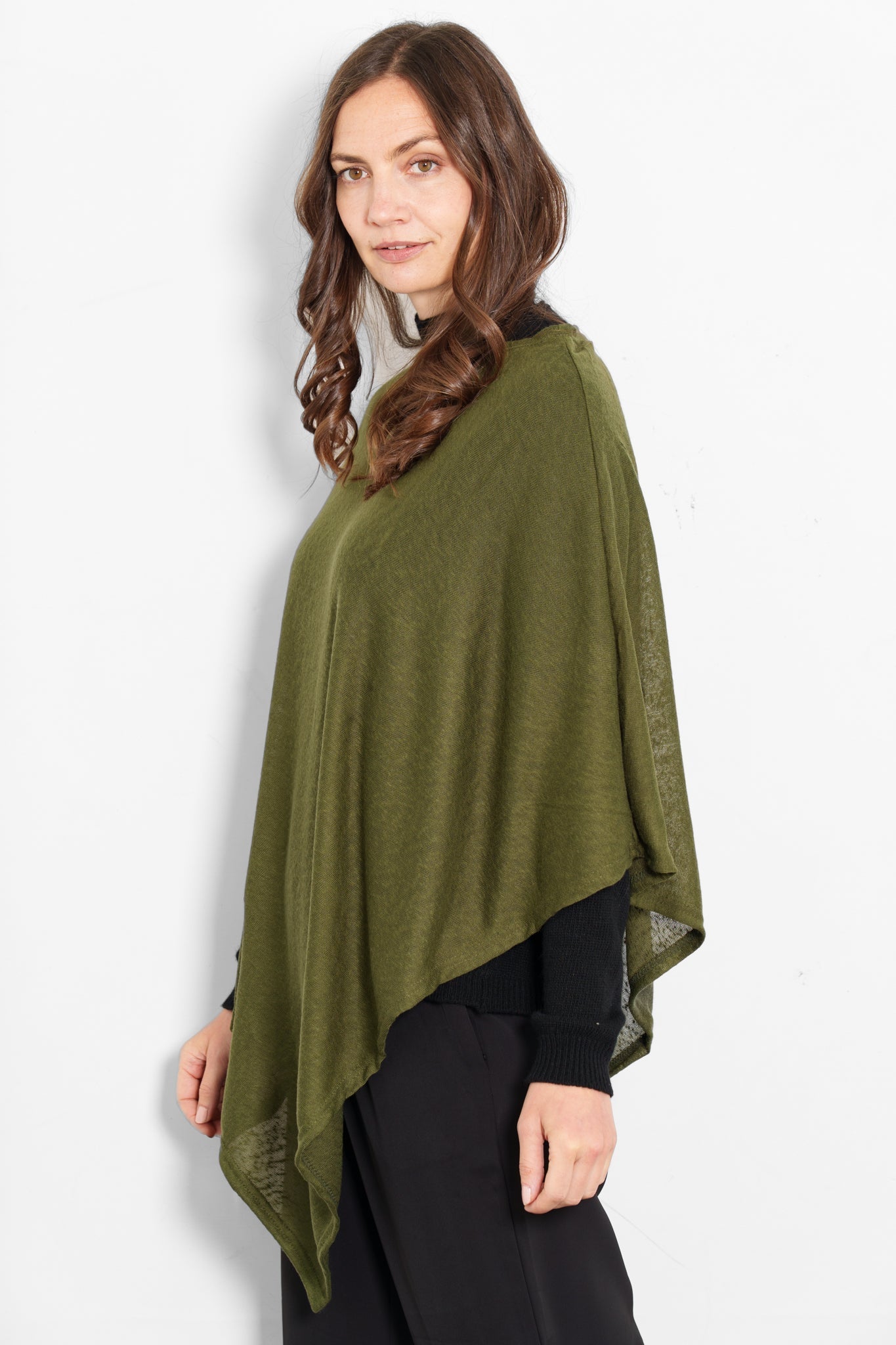 Kim Lightweight Poncho Top One Size - Khaki