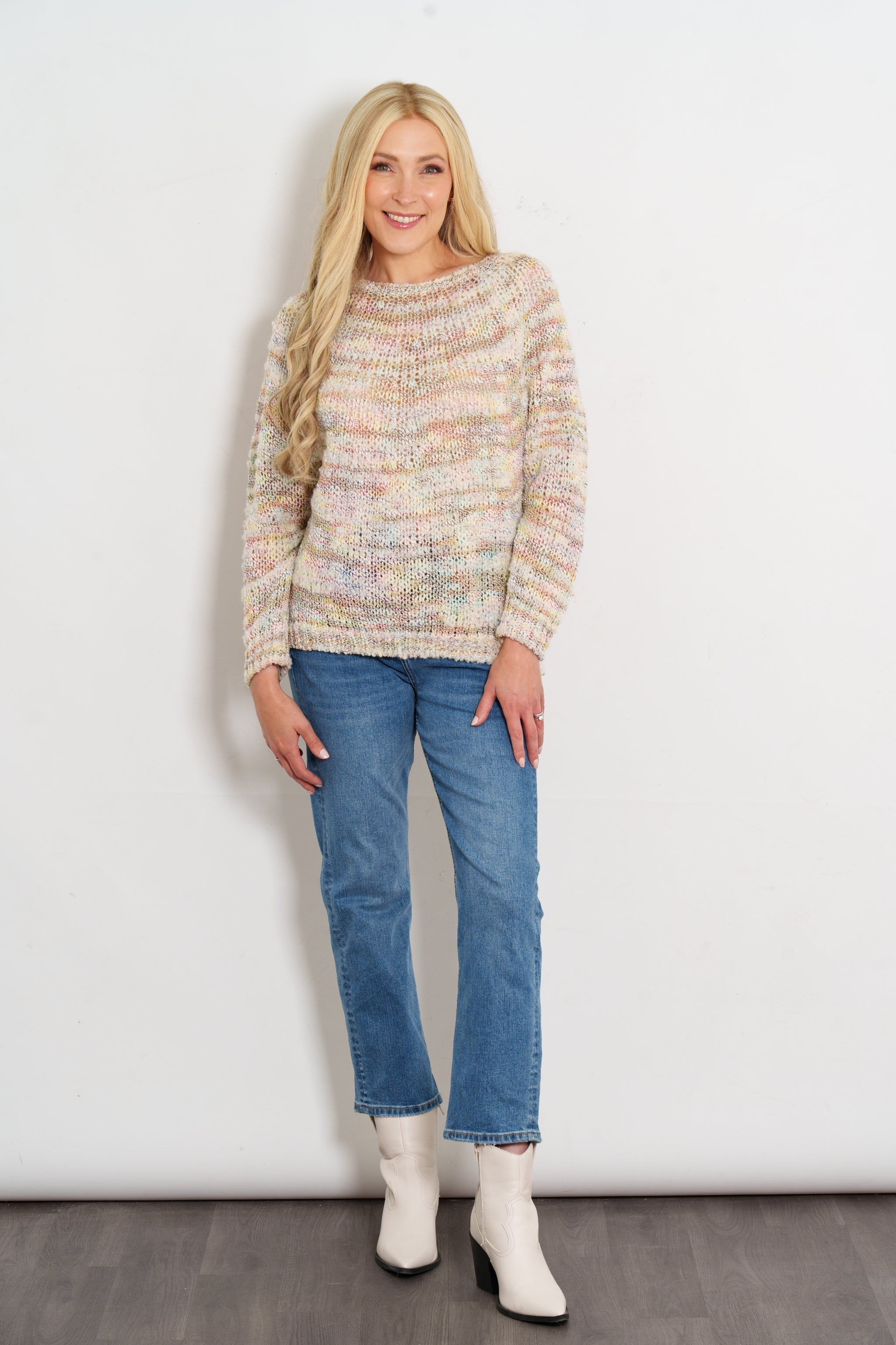 sage-wool-blend-jumper-cream-multi-textured-stripe-styled-casually