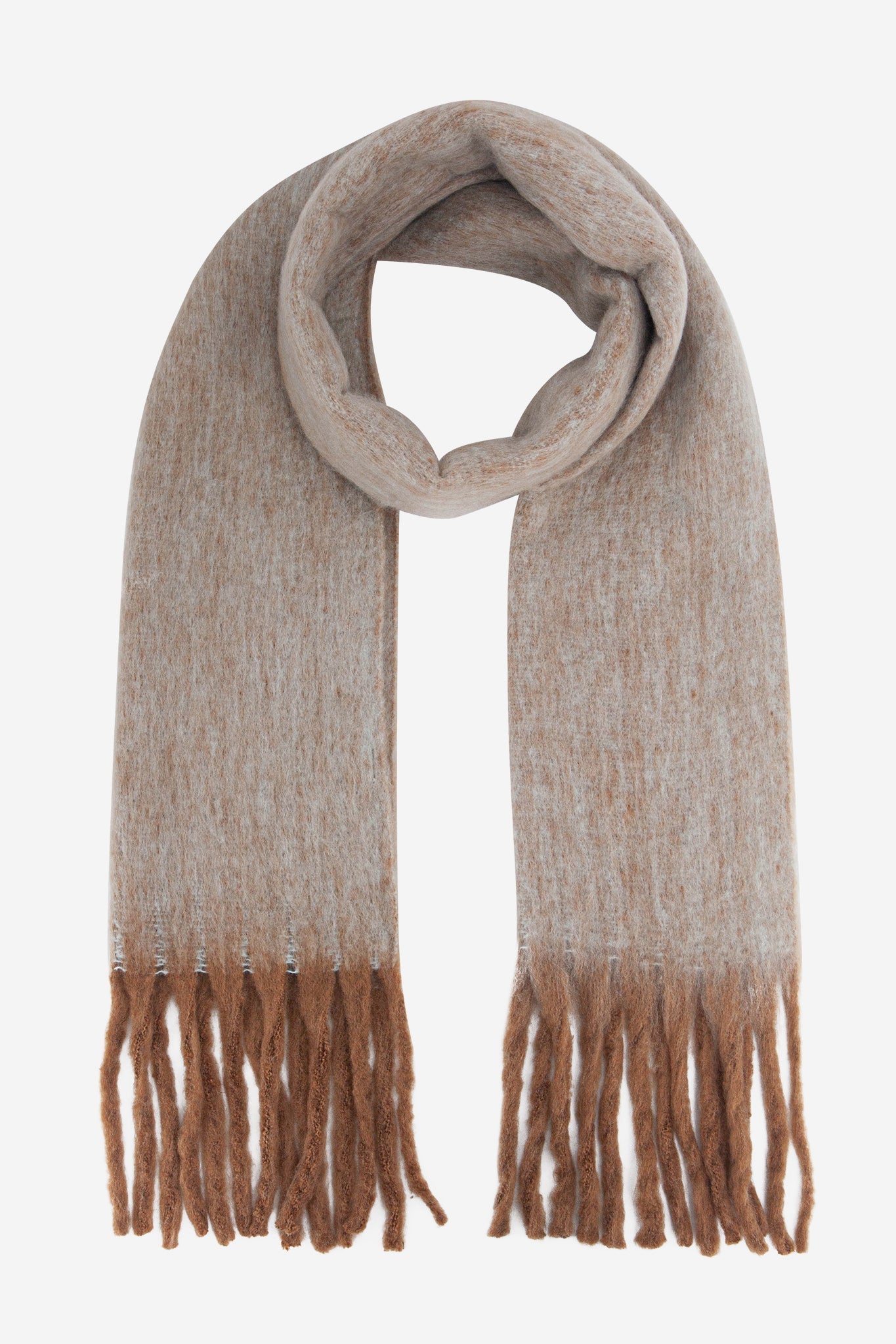 jules-camel-colourblock-heavyweight-scarf-beige-tasselled