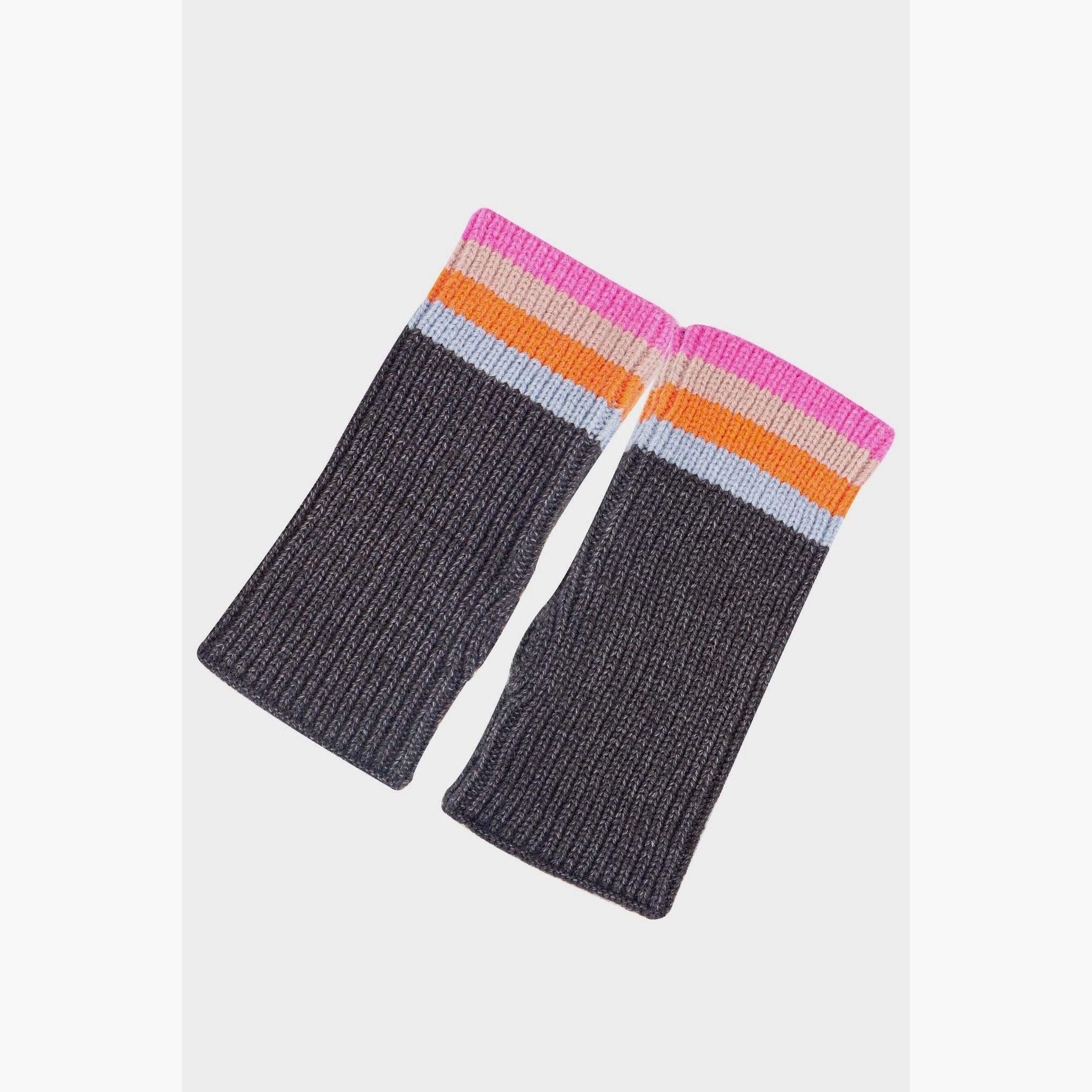 dollie-wrist-warmers-dark-grey-rainbow-stripe-colourful-cuffs