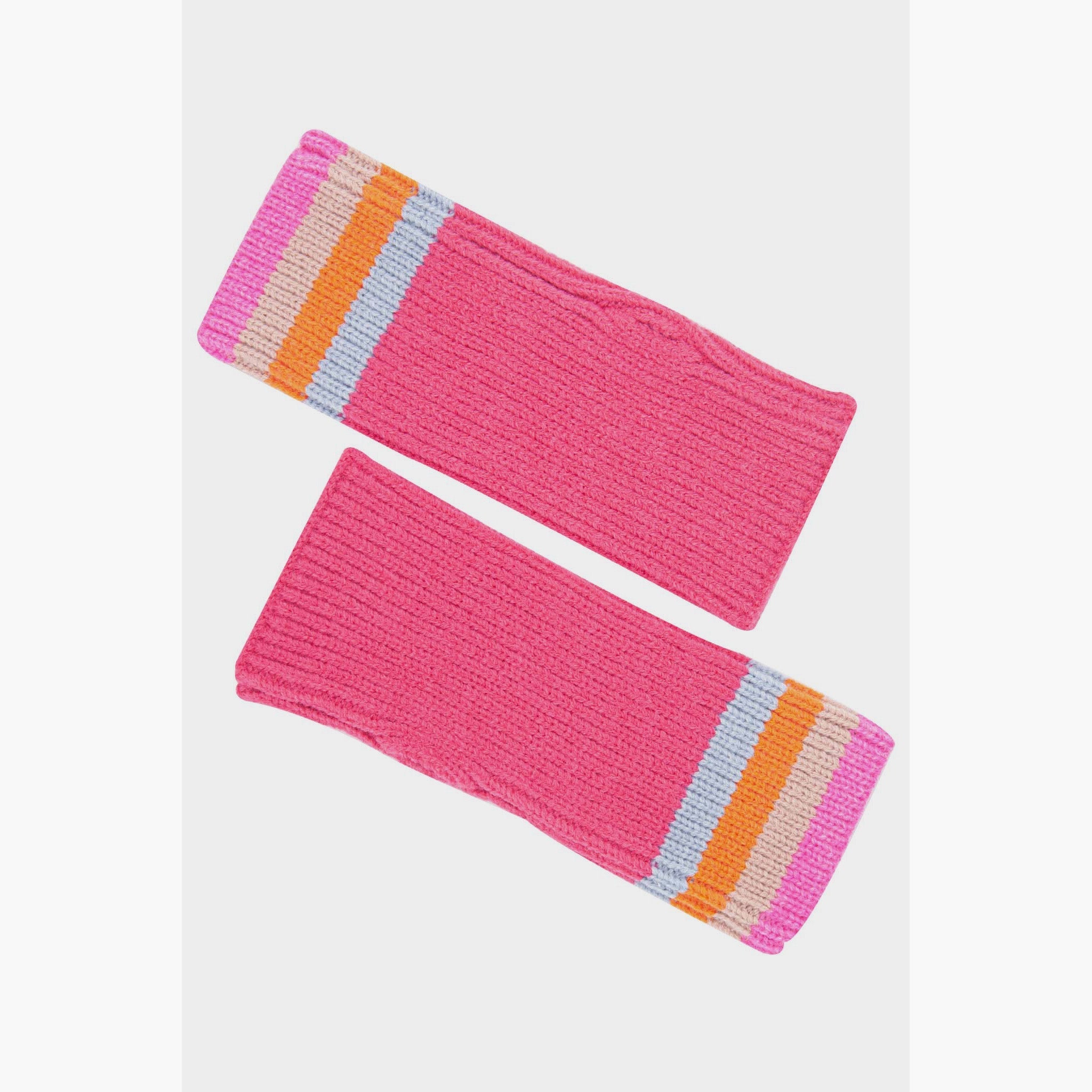 dollie-wrist-warmers-hot-pink-rainbow-stripe-laying-flat