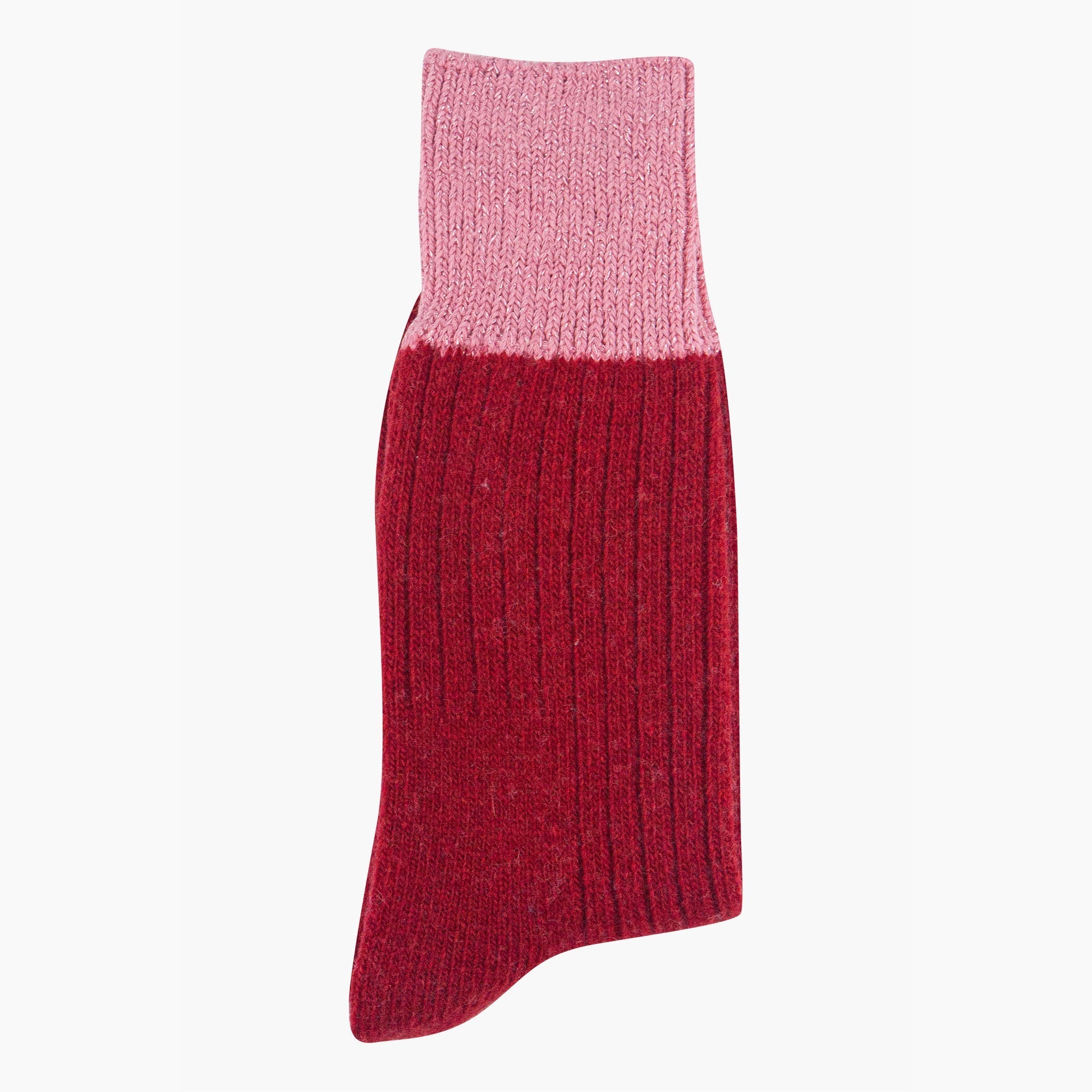 Women's Mid-Calf Socks- Red/Pink, Colour Block