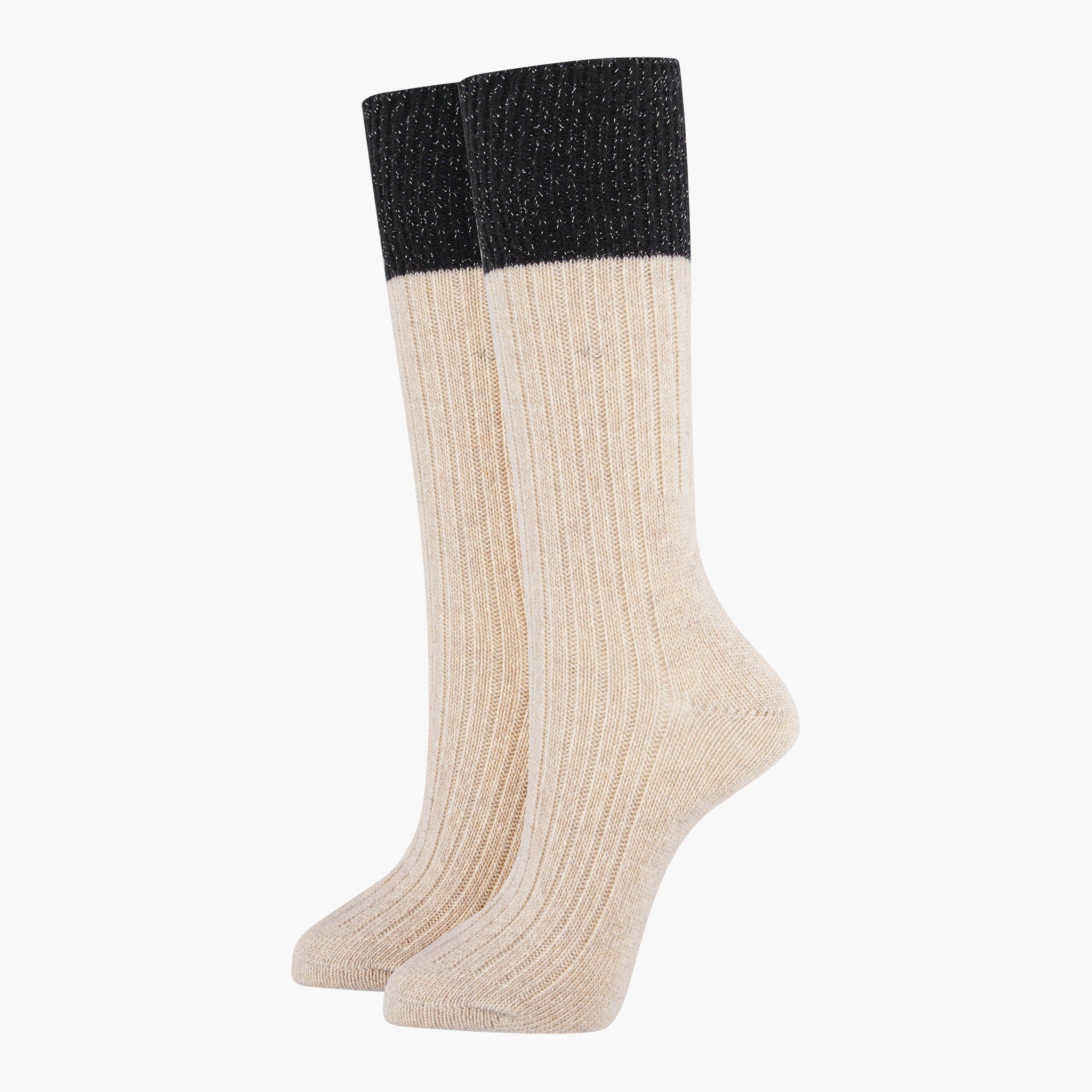 womens-mid-calf-socks-cream-black-colour-block-glitter-cuffs