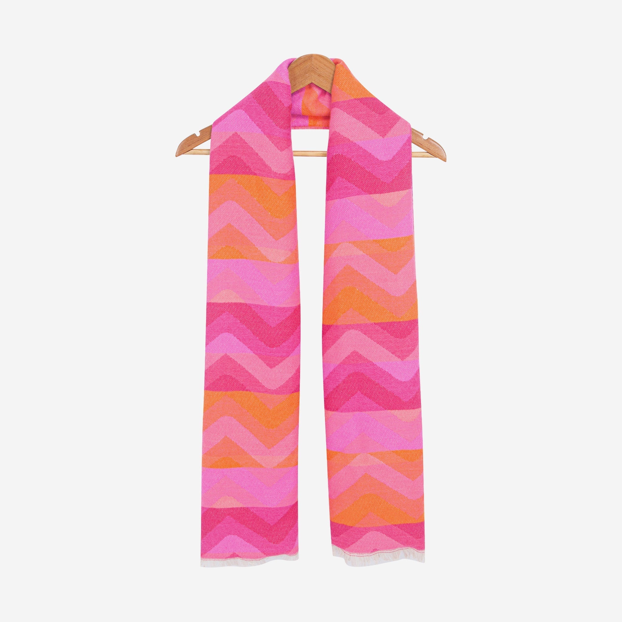 bowie-pink-orange-zig-zag-heavyweight-scarf-draped-length