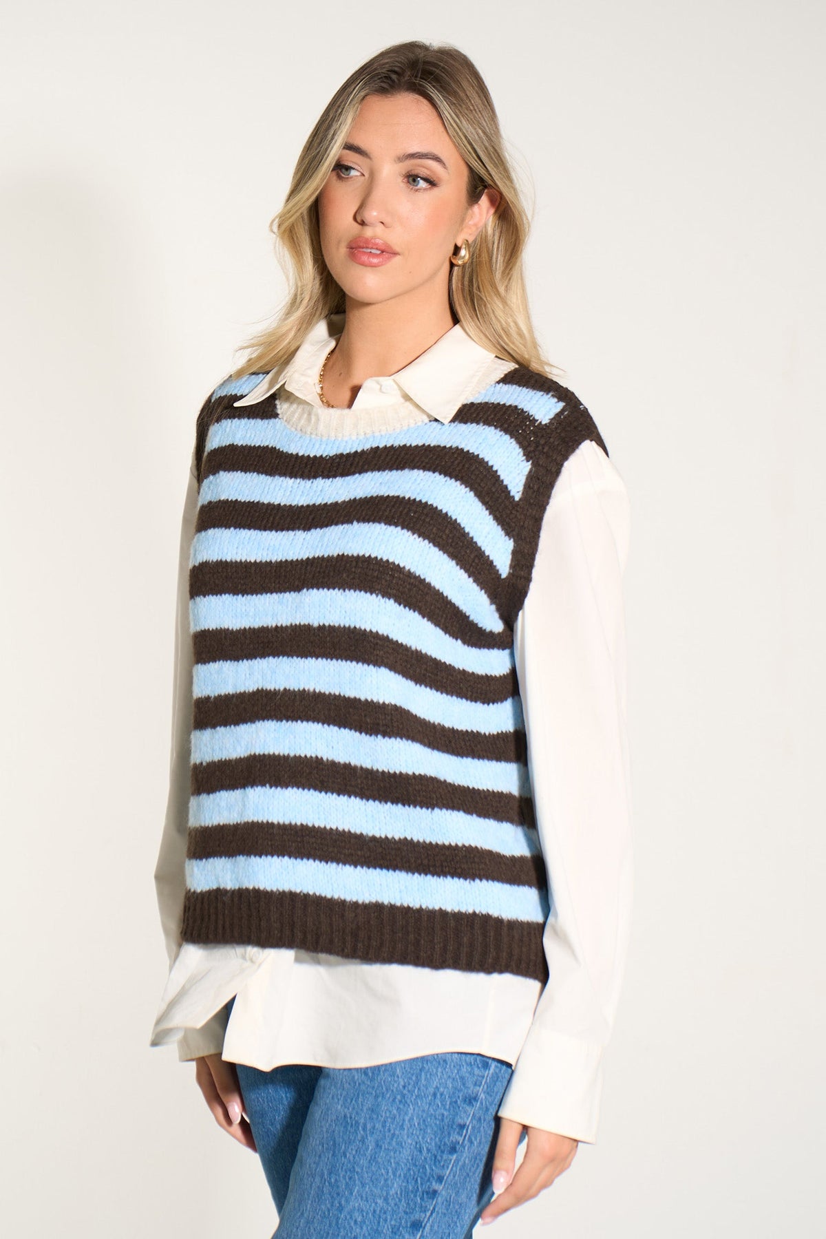 Striped-Italian-Wool-Blend-Tank-Top-in-Brown/Blue