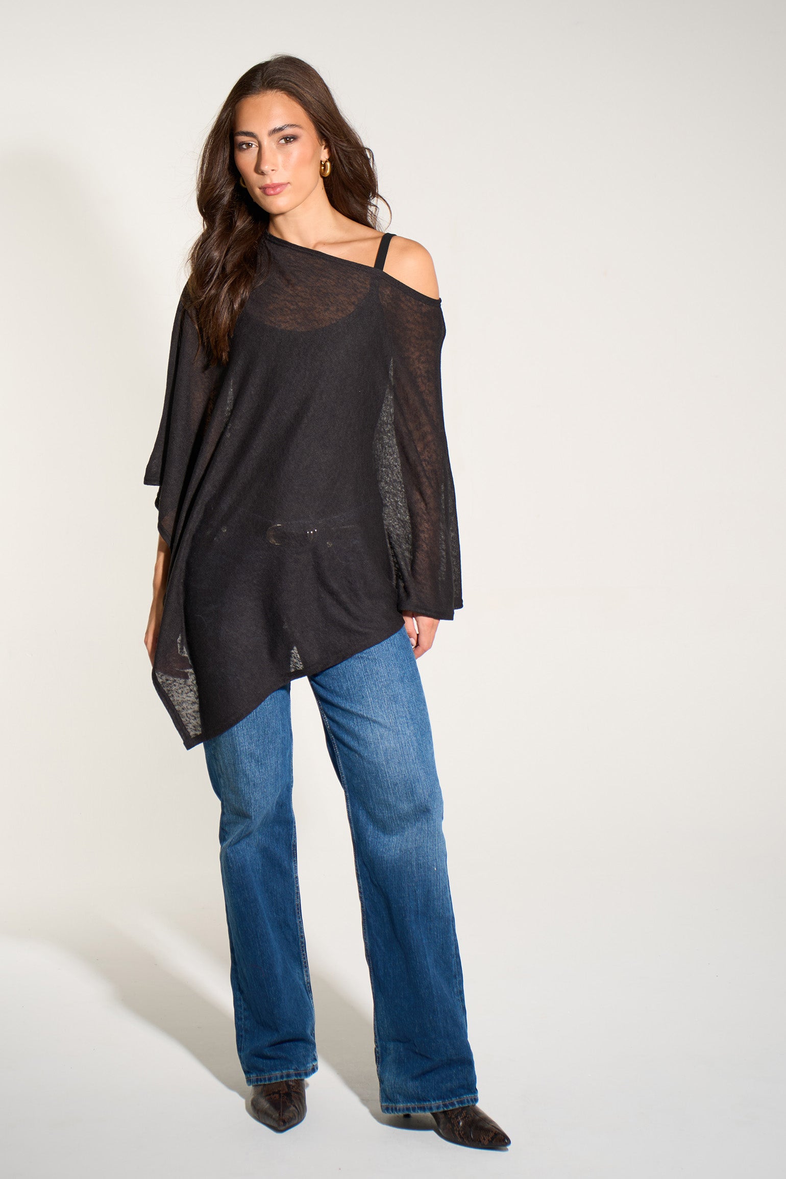 black-lightweight-fine-knit-poncho