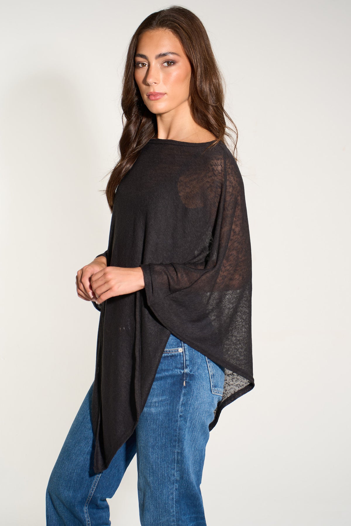 black-lightweight-fine-knit-poncho
