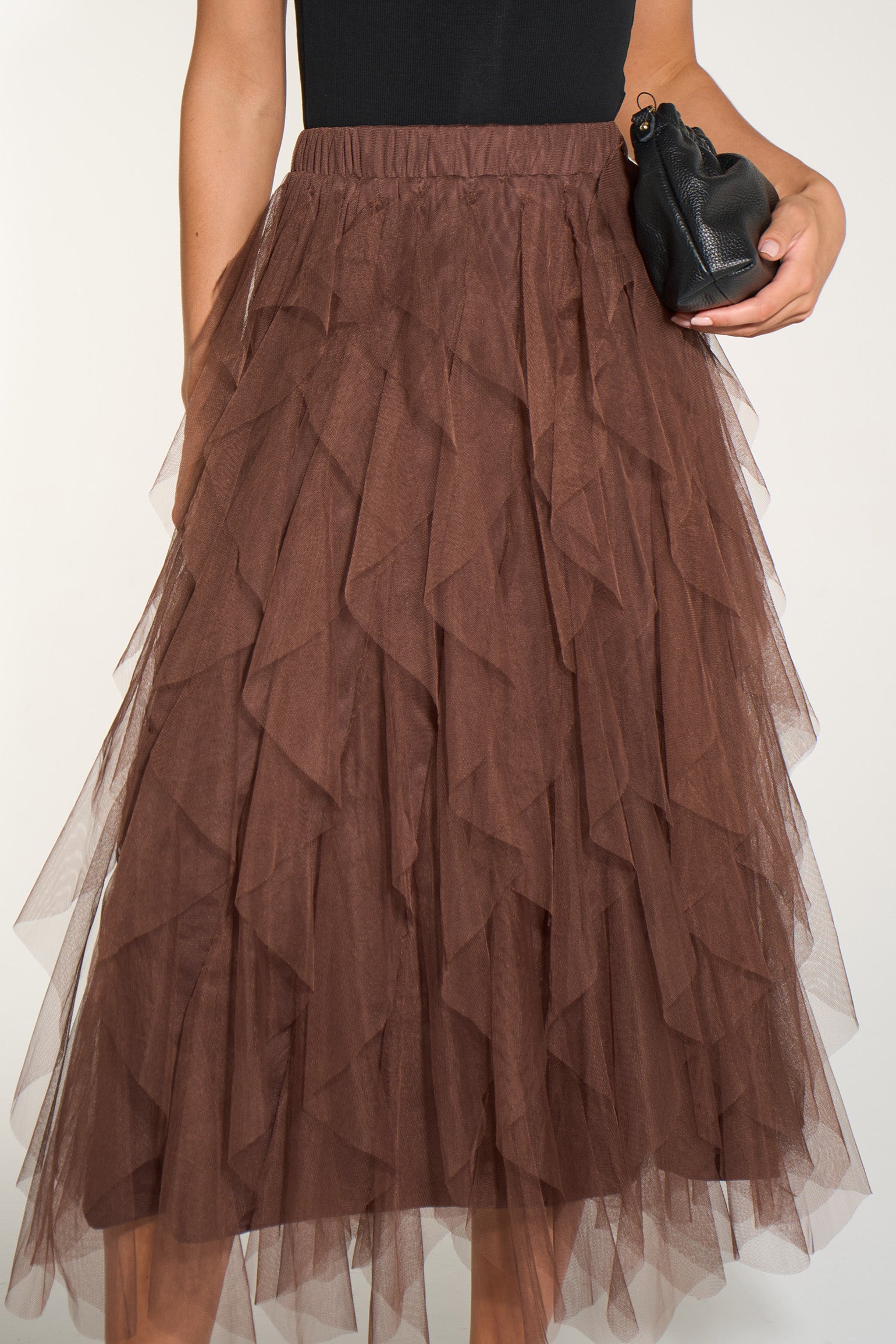 Layla-Brown-Layered-Tulle-Maxi-Skirt