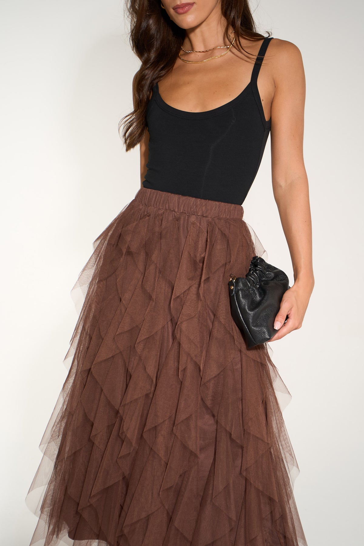 Layla-Brown-Layered-Tulle-Maxi-Skirt