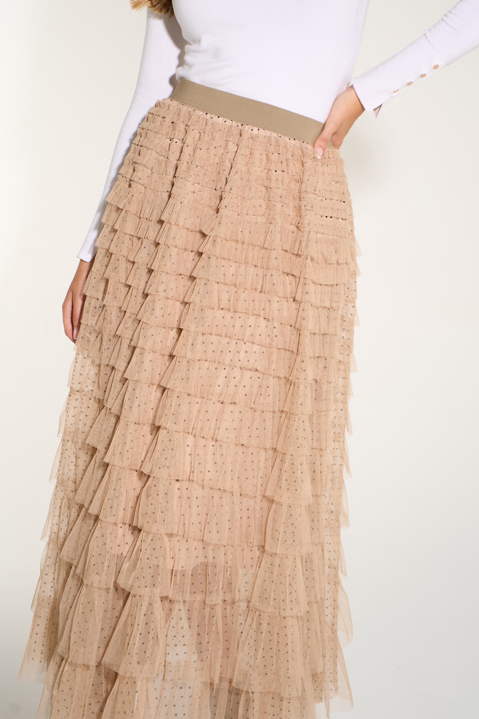 Polka-Dot-Cake-Tulle-Maxi-Skirt-in-Beige