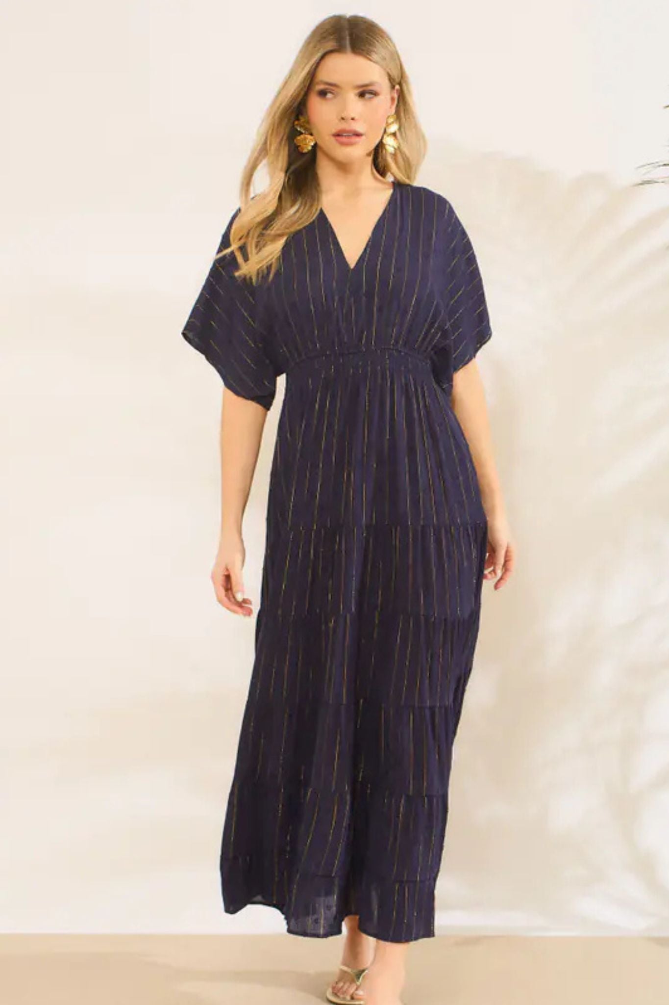 sienna-maxi-kaftan-dress-navy-blue-gold-metallic-stripe-1