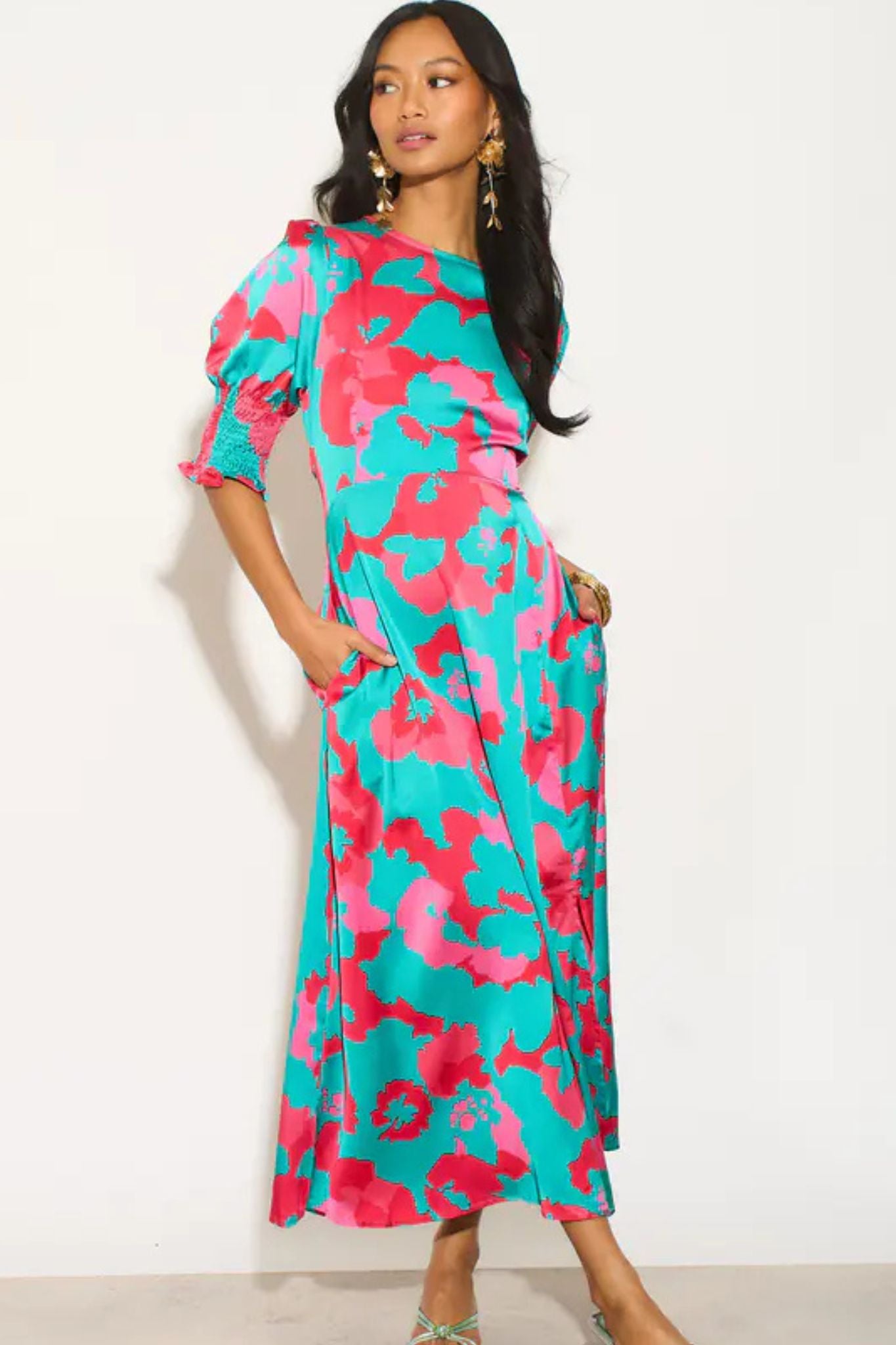 hazel-midi-tea-dress-turquoise-hot-pink-floral-print-4
