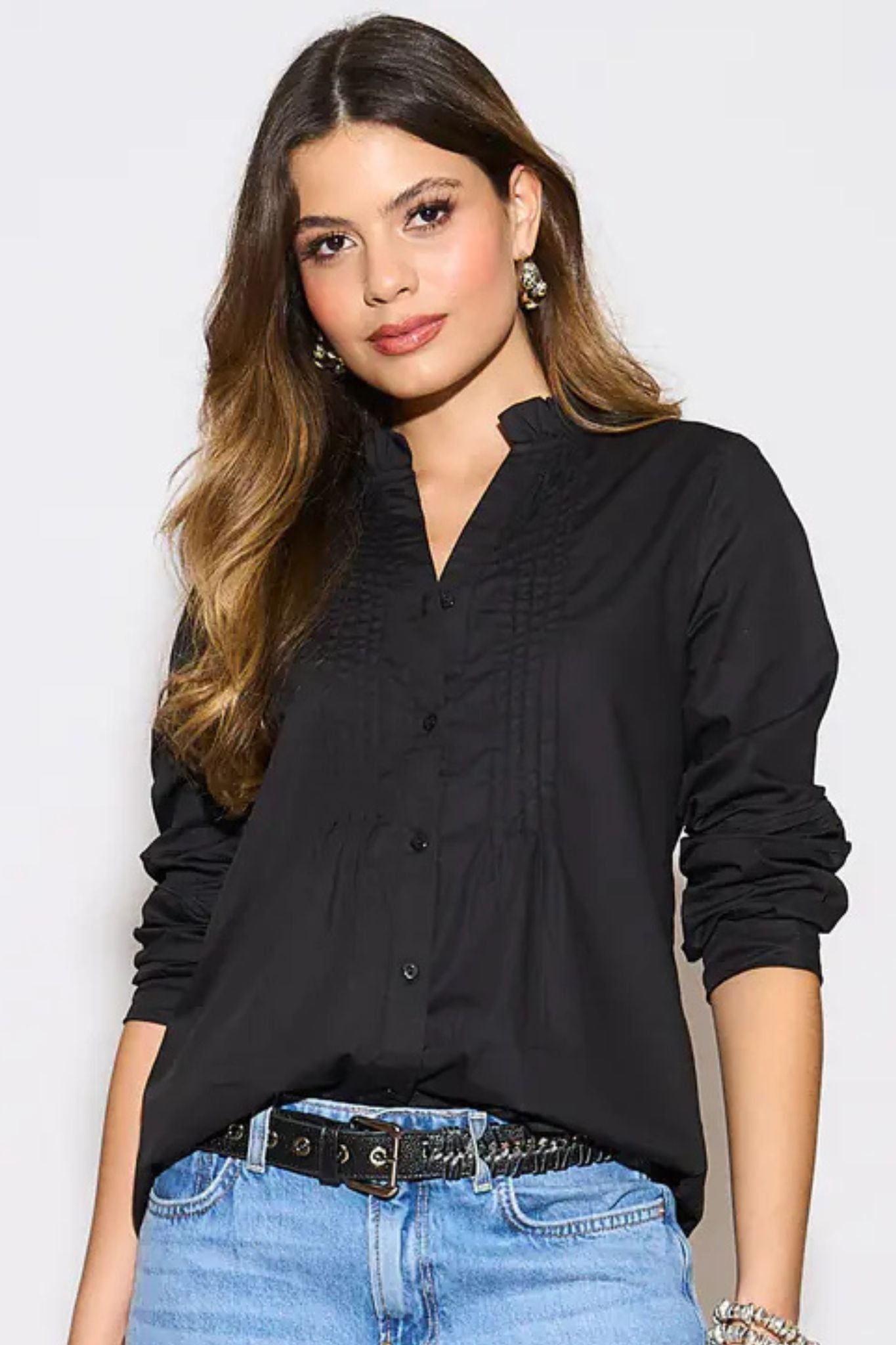 ophelia-grandad-collar-cotton-shirt-black-pleated-2
