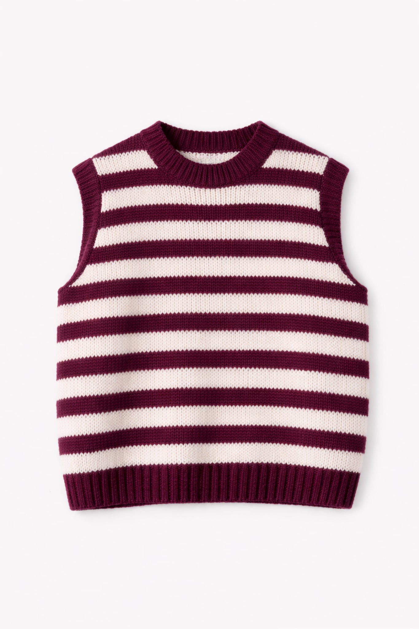 Betsy Wool Blend Tank Top - Berry/Cream, Striped