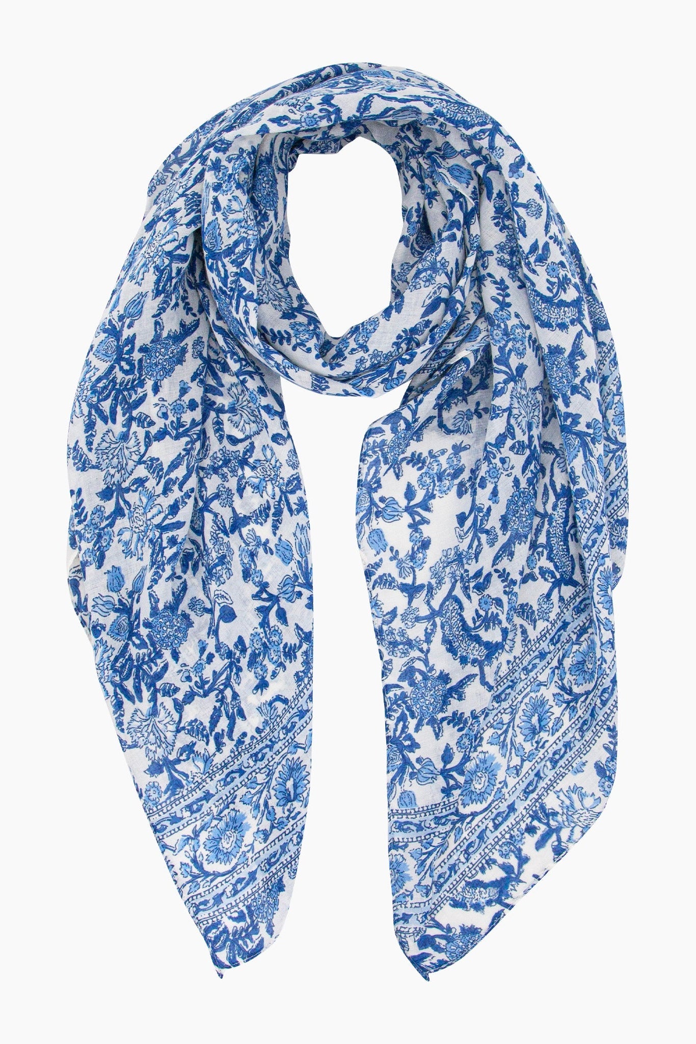 Delicate-Floral-Lightweight-Scarf-in-Navy-Blue-Front